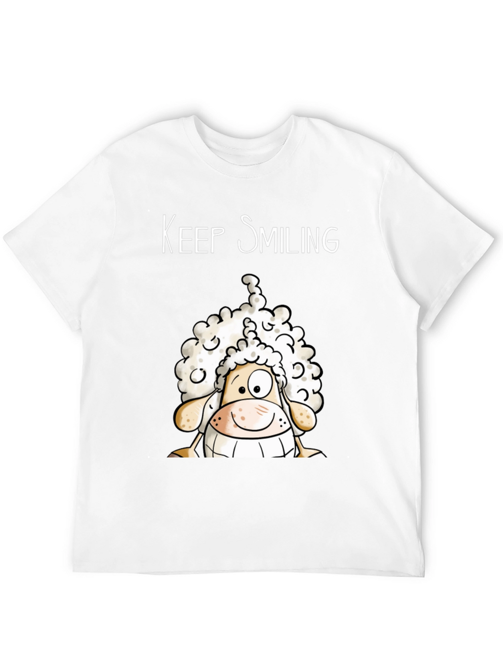 Keep Smiling Sheep T-Shirt - Black Cotton Tee