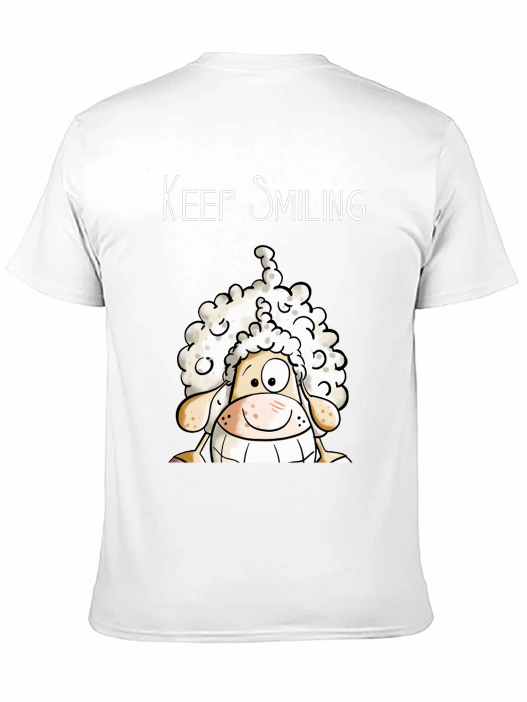 Keep Smiling Sheep T-Shirt - Black Cotton Tee