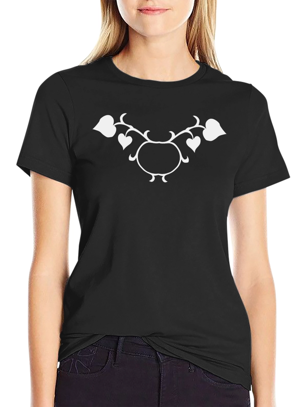 Elegant Vine Graphic T-Shirt - Black