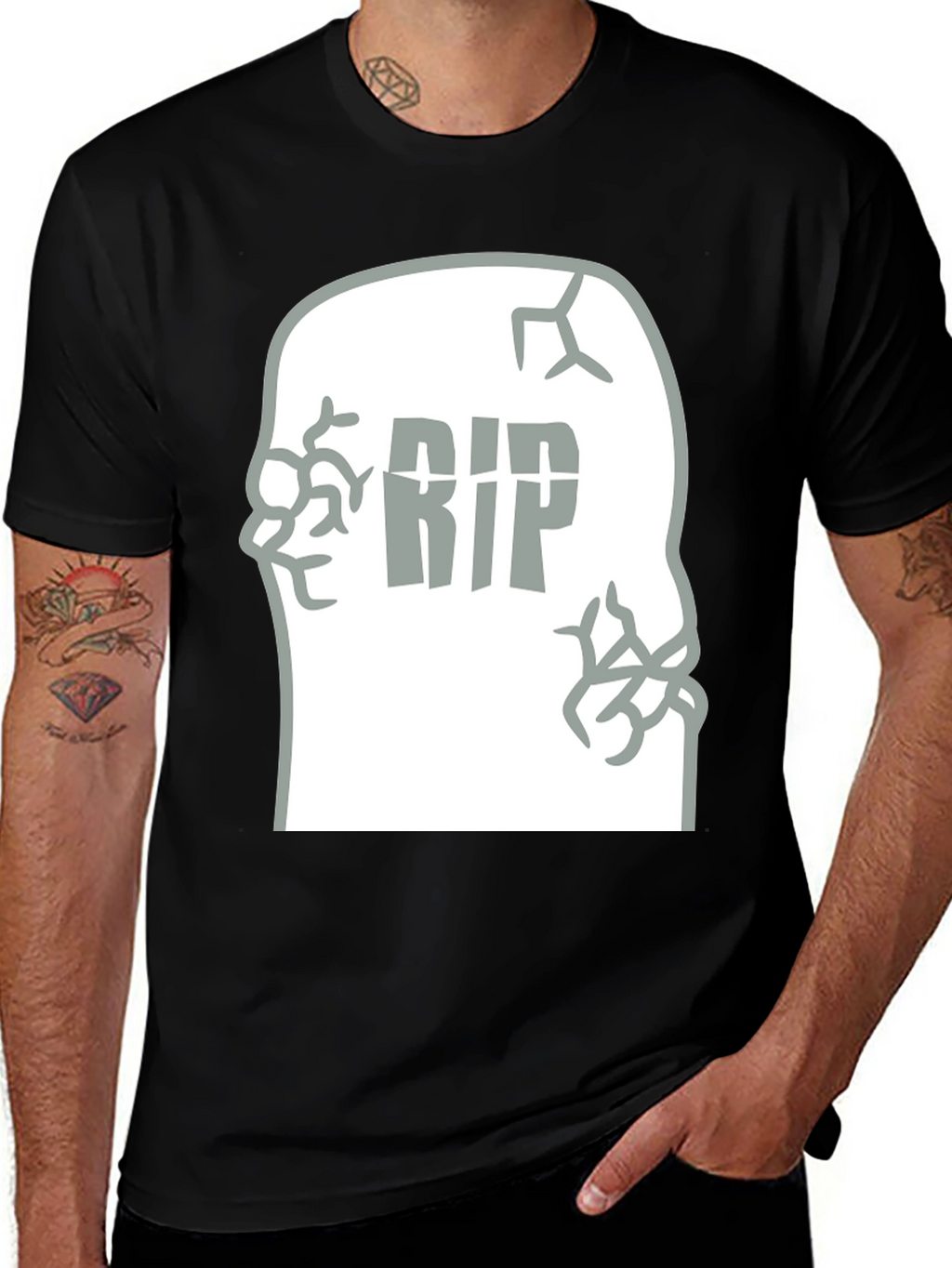 RIP Tombstone Graphic Tee - Mens Black T-Shirt