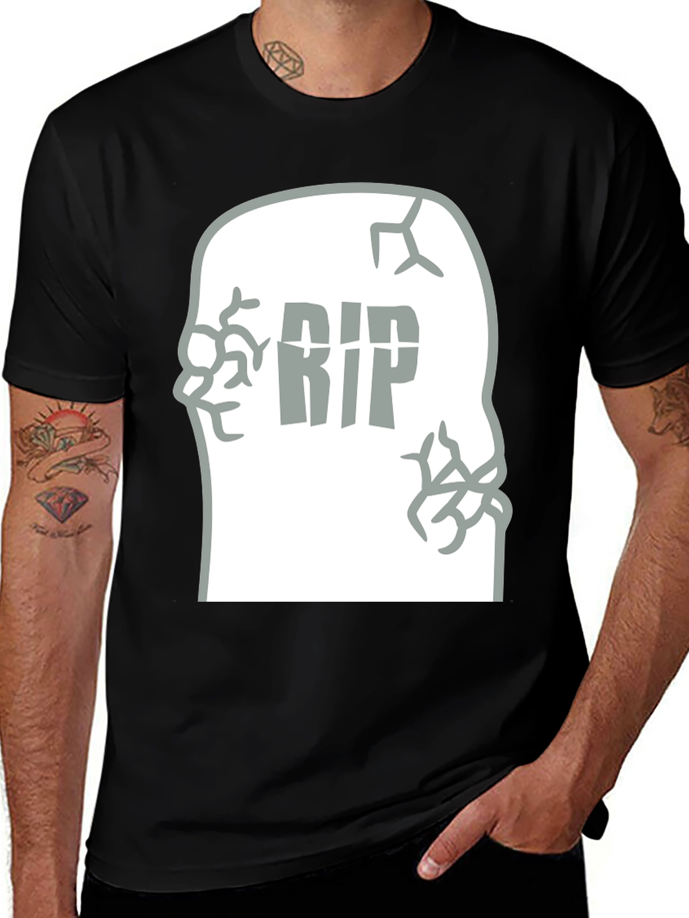 RIP Tombstone Graphic Tee - Mens Black T-Shirt