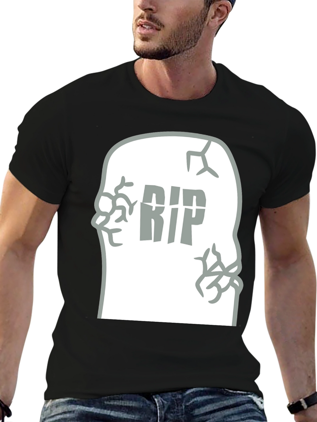 RIP Tombstone Graphic Tee - Mens Black T-Shirt