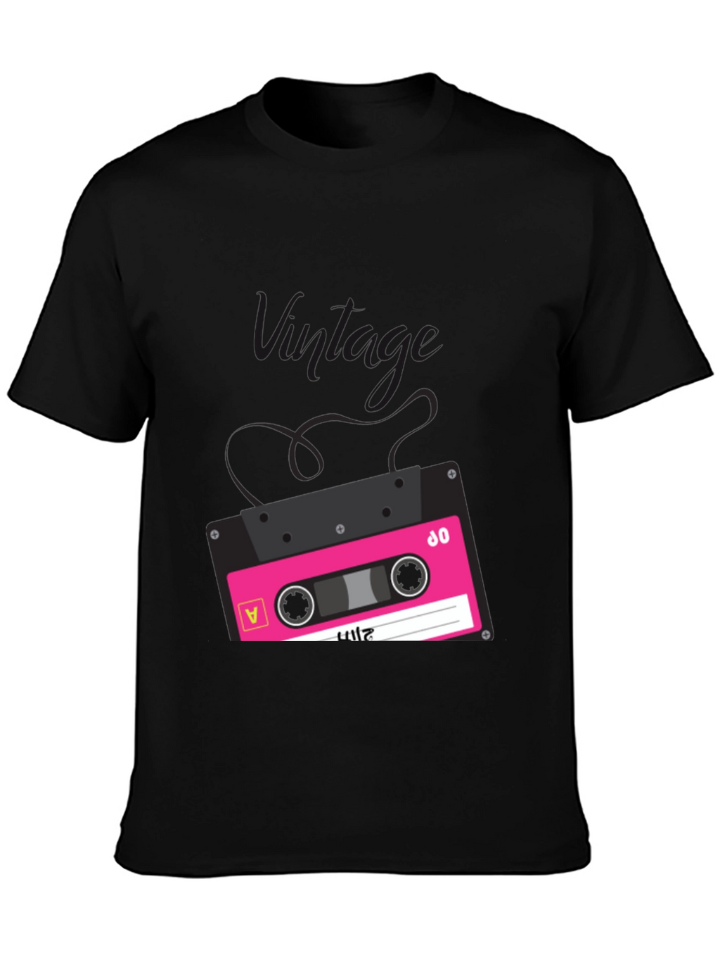 Retro Cassette Tape Graphic T-Shirt - Black