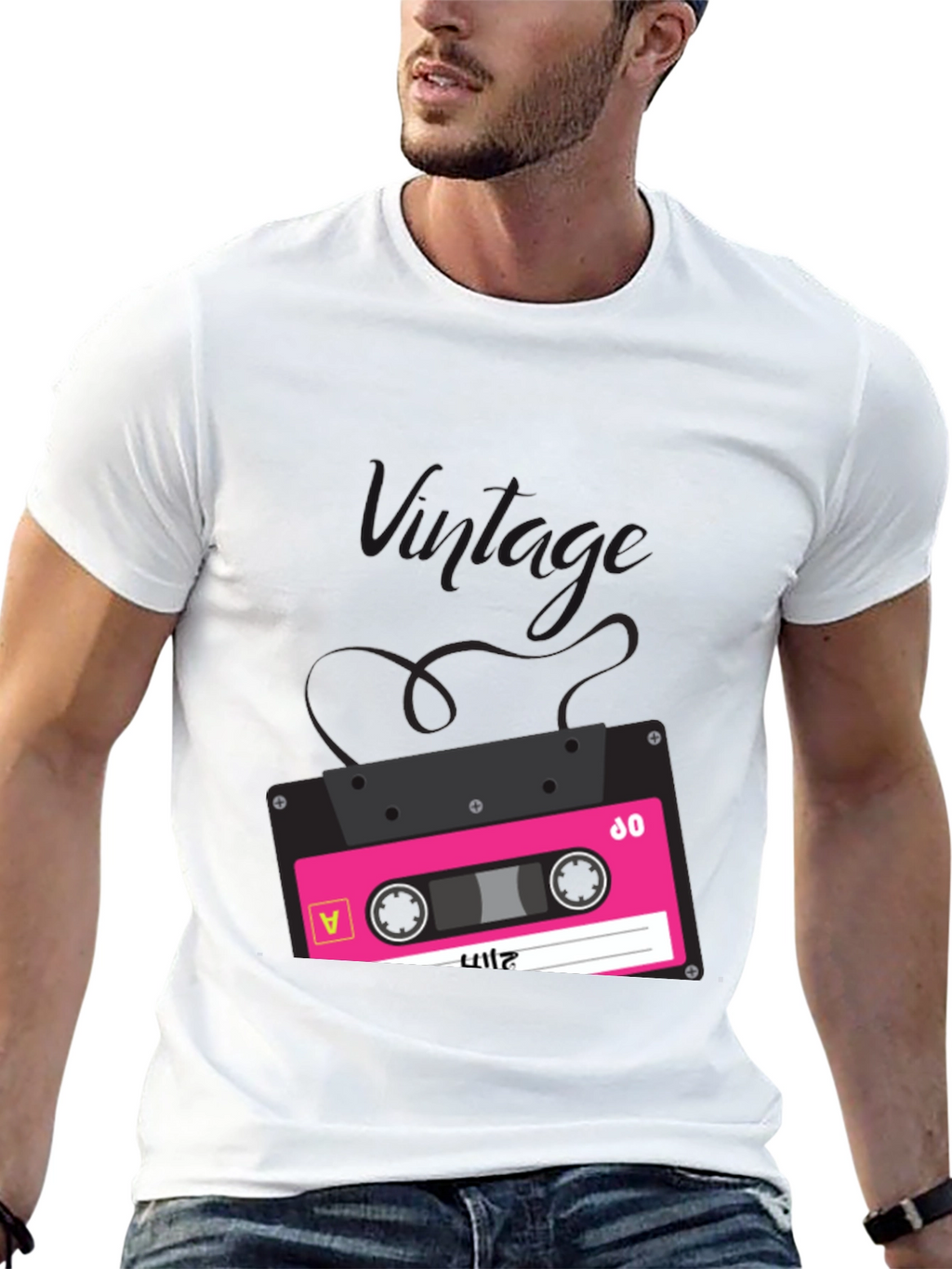 Retro Cassette Tape Graphic T-Shirt - Black