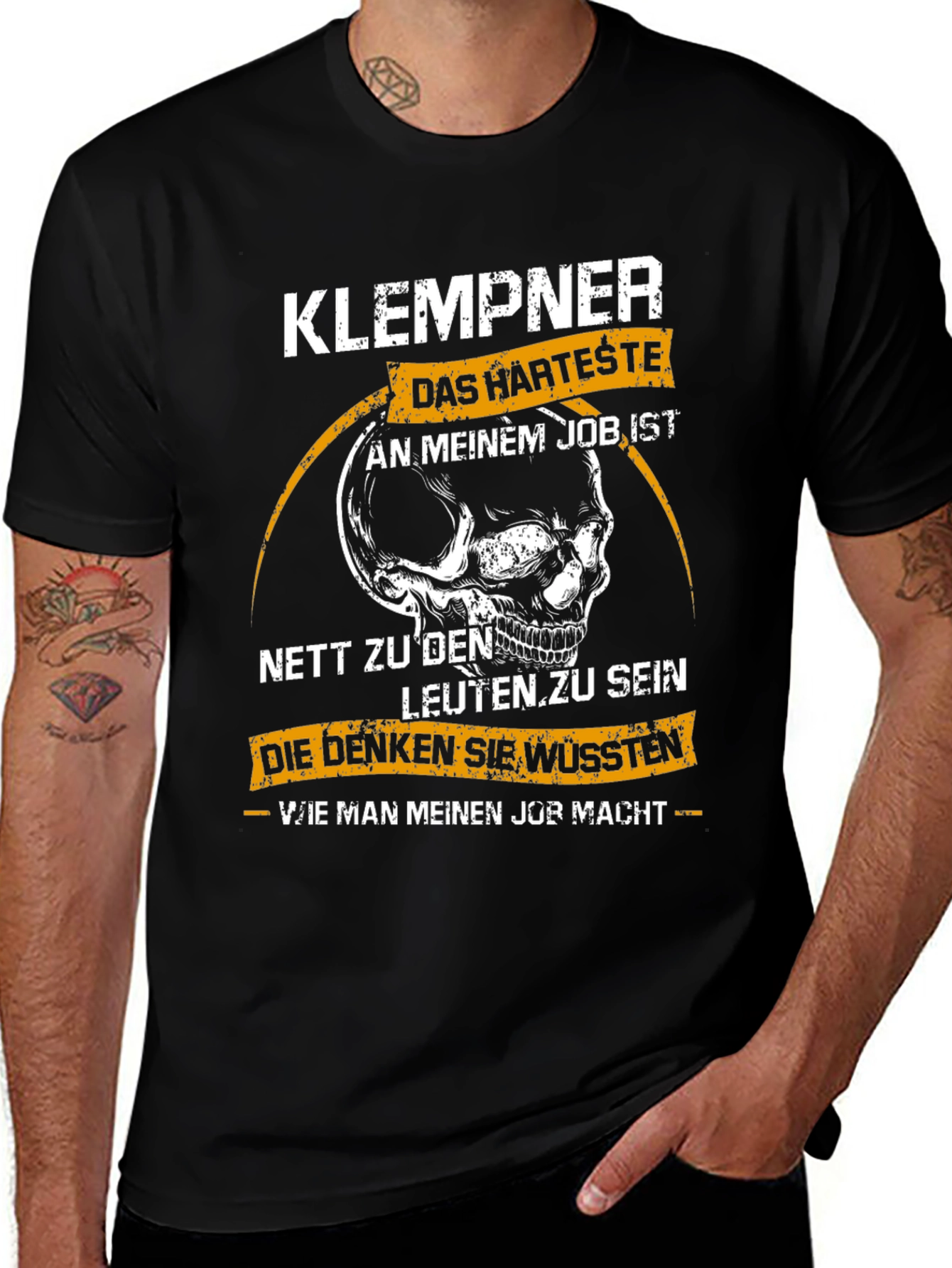 KLEMPNER T-Shirt Funny Plumber Skull Tee