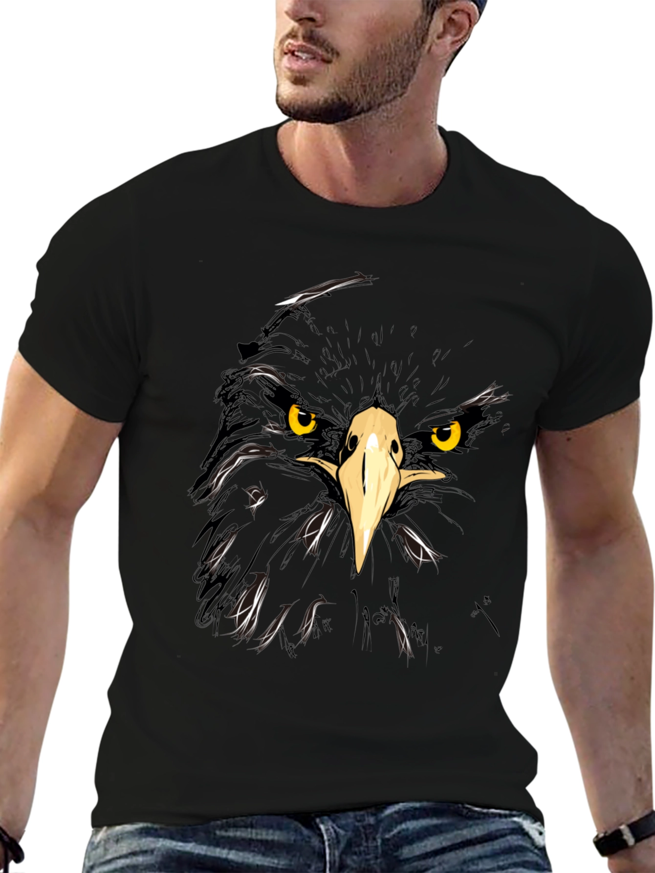 Eagle Graphic Black T-Shirt - Bold Animal Print Tee
