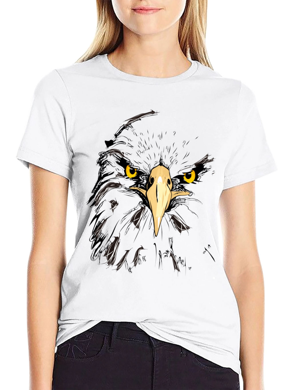 Eagle Graphic Black T-Shirt - Bold Animal Print Tee