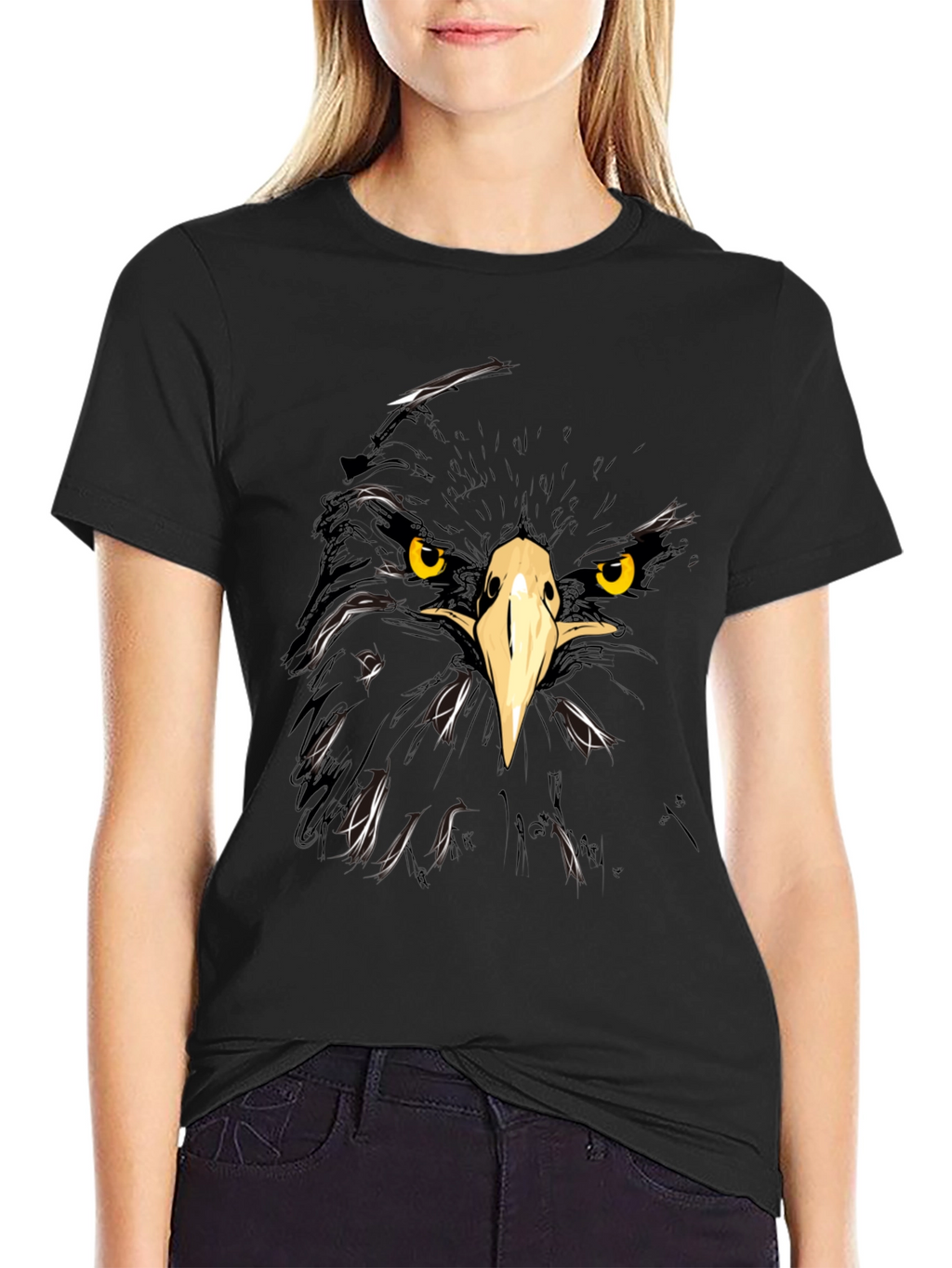 Eagle Graphic Black T-Shirt - Bold Animal Print Tee