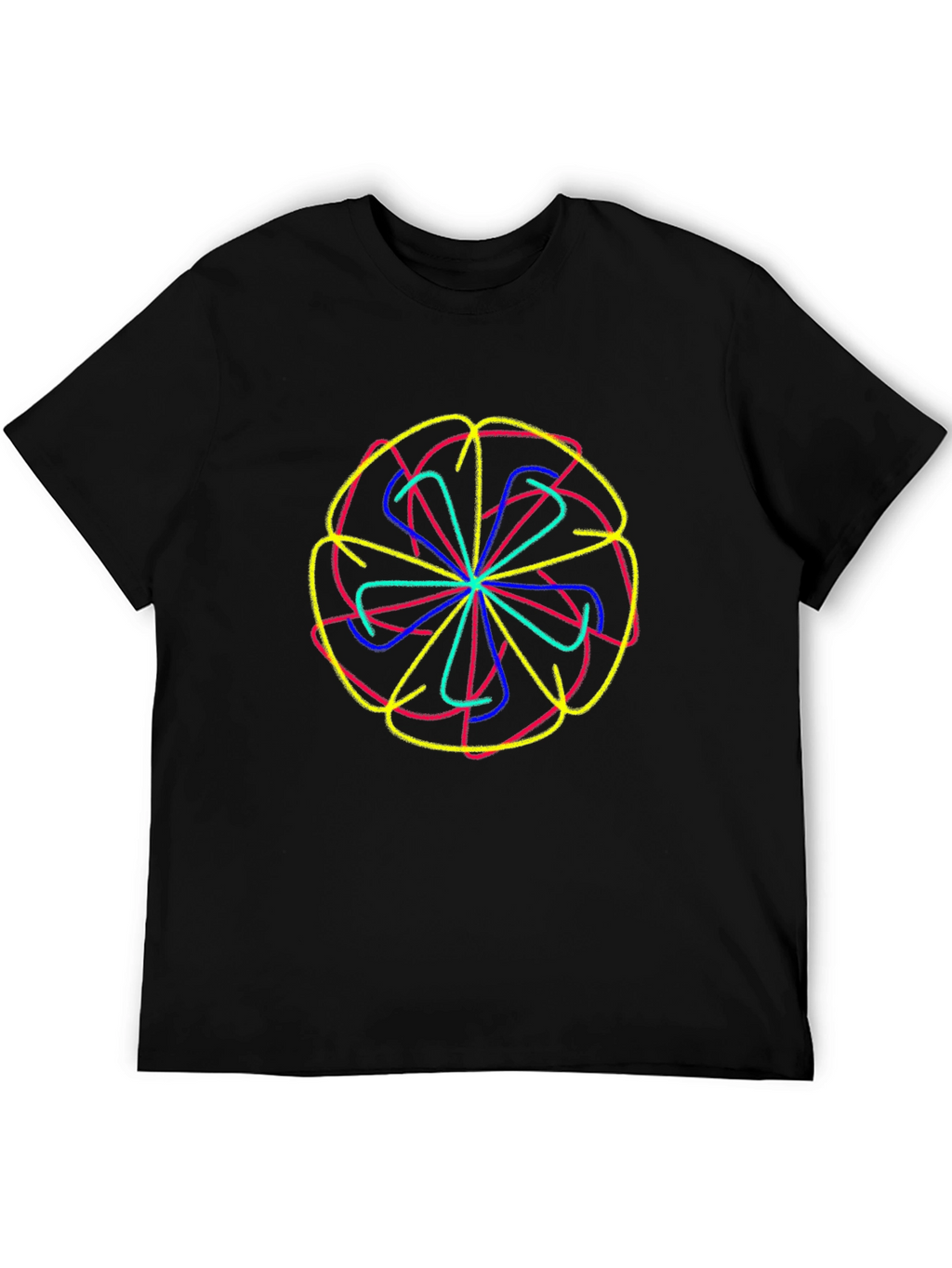 Abstract Flower Graphic Tee - Black Cotton Comfort