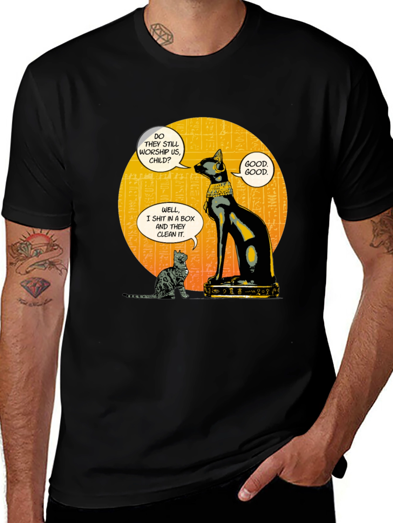 Egyptian Cat Humor Graphic T-Shirt