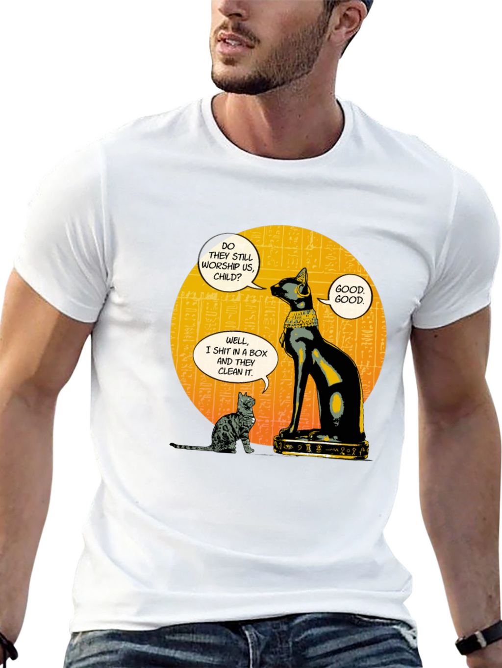 Egyptian Cat Humor Graphic T-Shirt