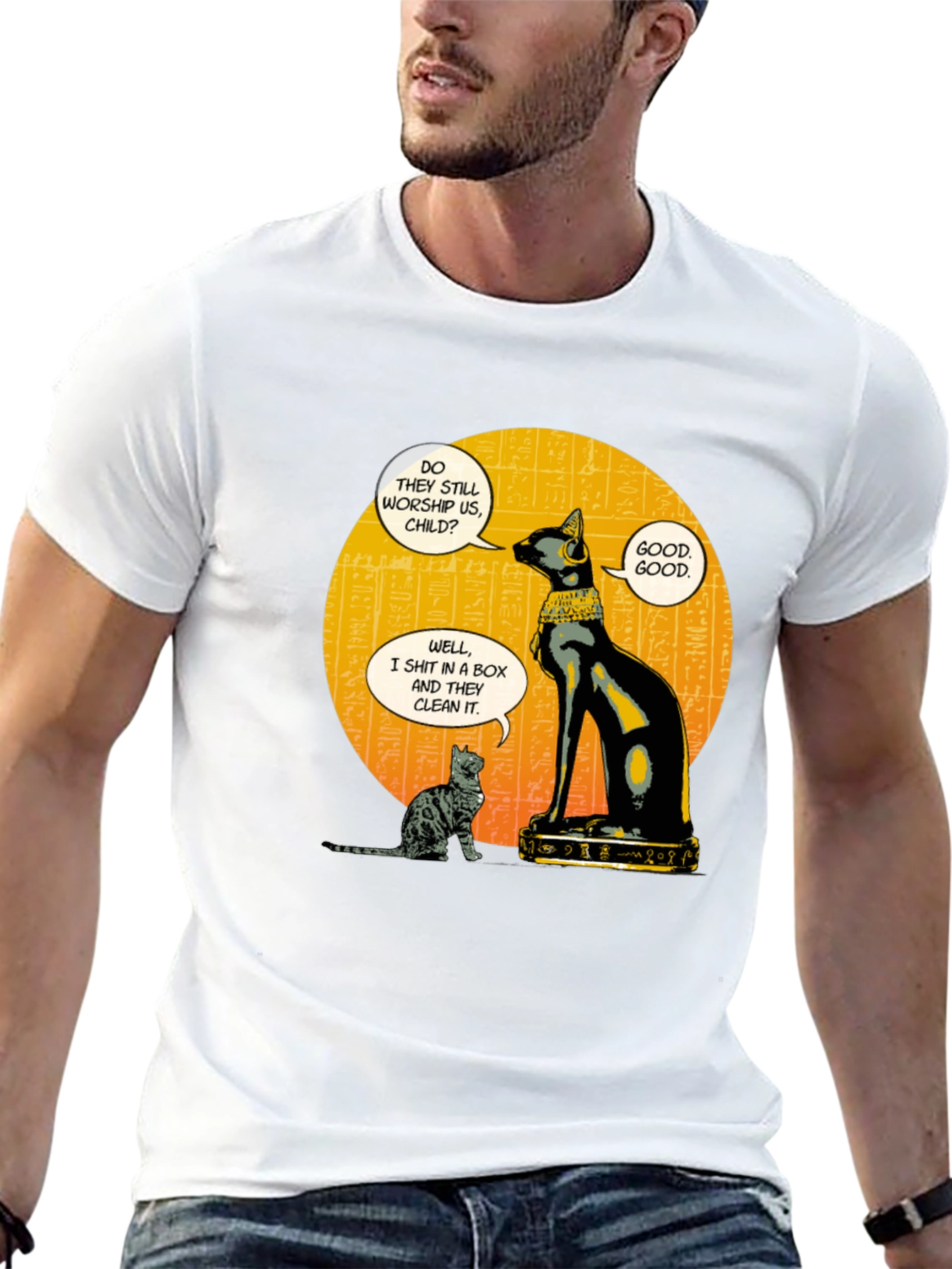 Egyptian Cat Humor Graphic T-Shirt