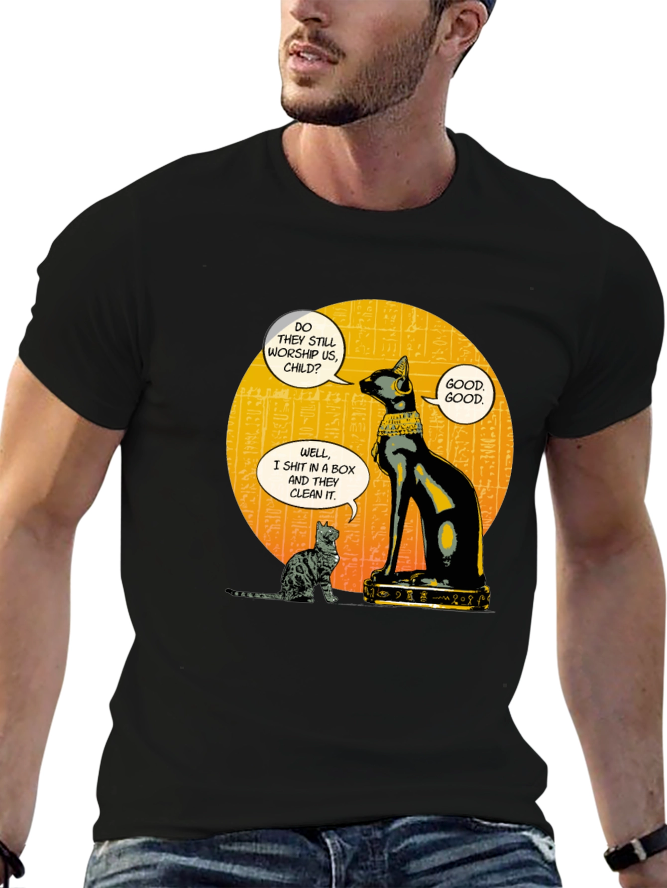 Egyptian Cat Humor Graphic T-Shirt