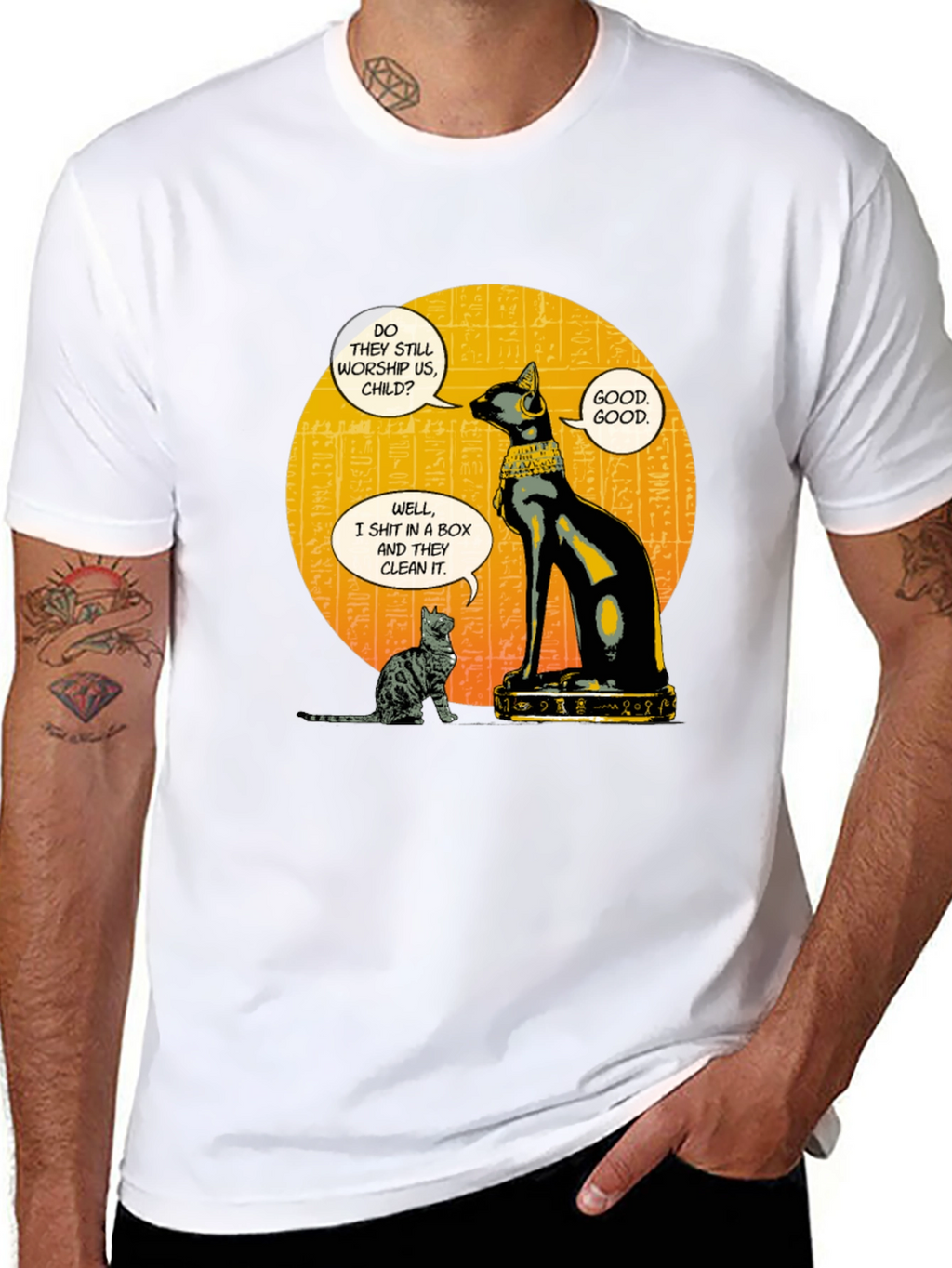 Egyptian Cat Humor Graphic T-Shirt