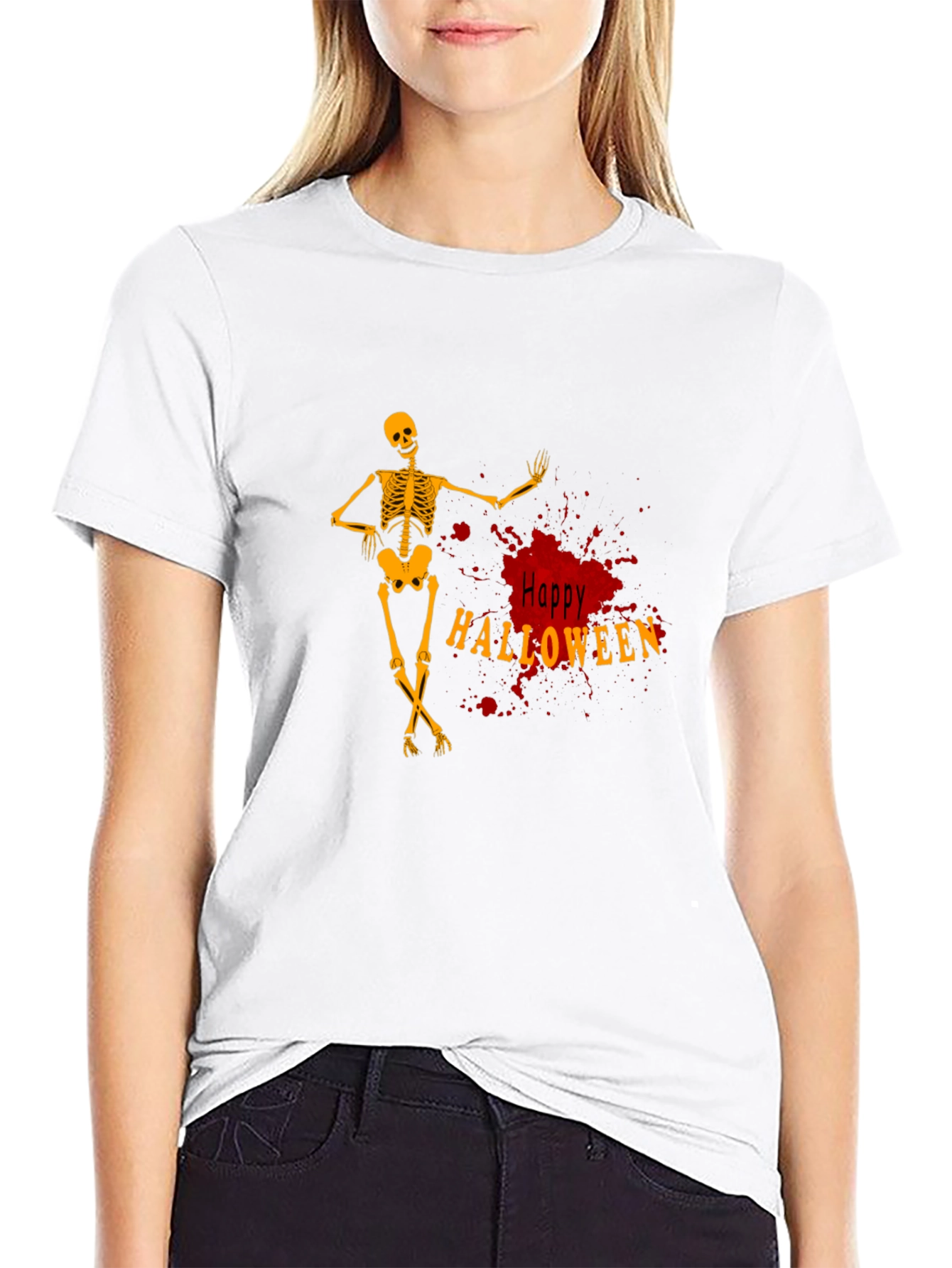 Happy Halloween Skeleton Graphic Tee
