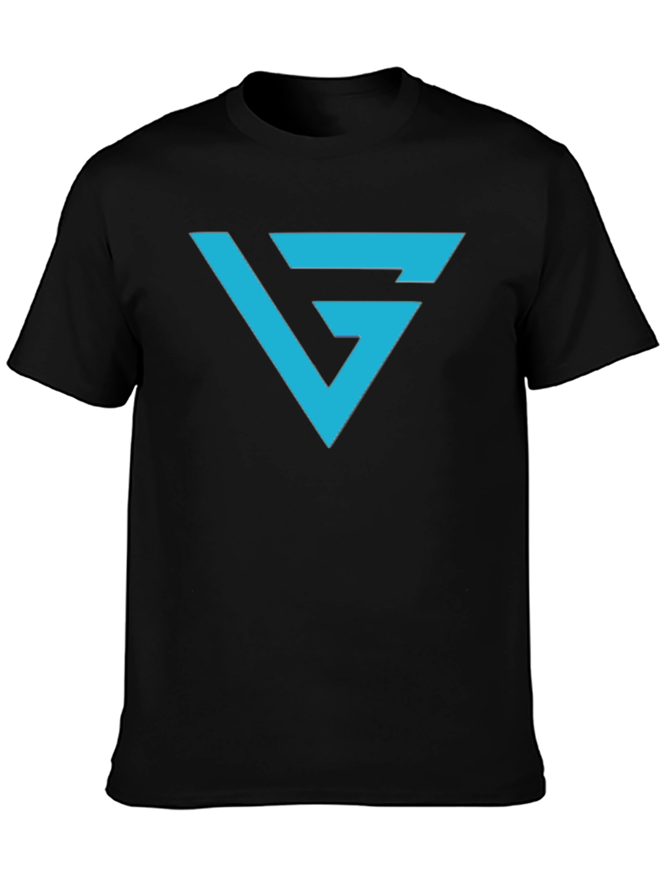 Modern Graphic Tee - Blue Logo on Black