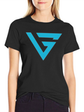 Modern Graphic Tee - Blue Logo on Black