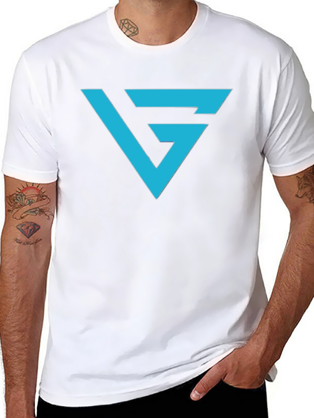 Modern Graphic Tee - Blue Logo on Black