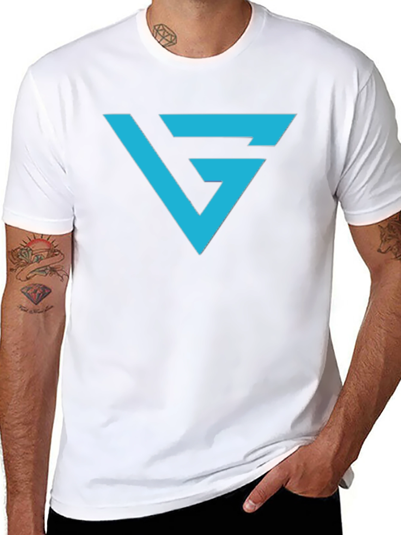 Modern Graphic Tee - Blue Logo on Black