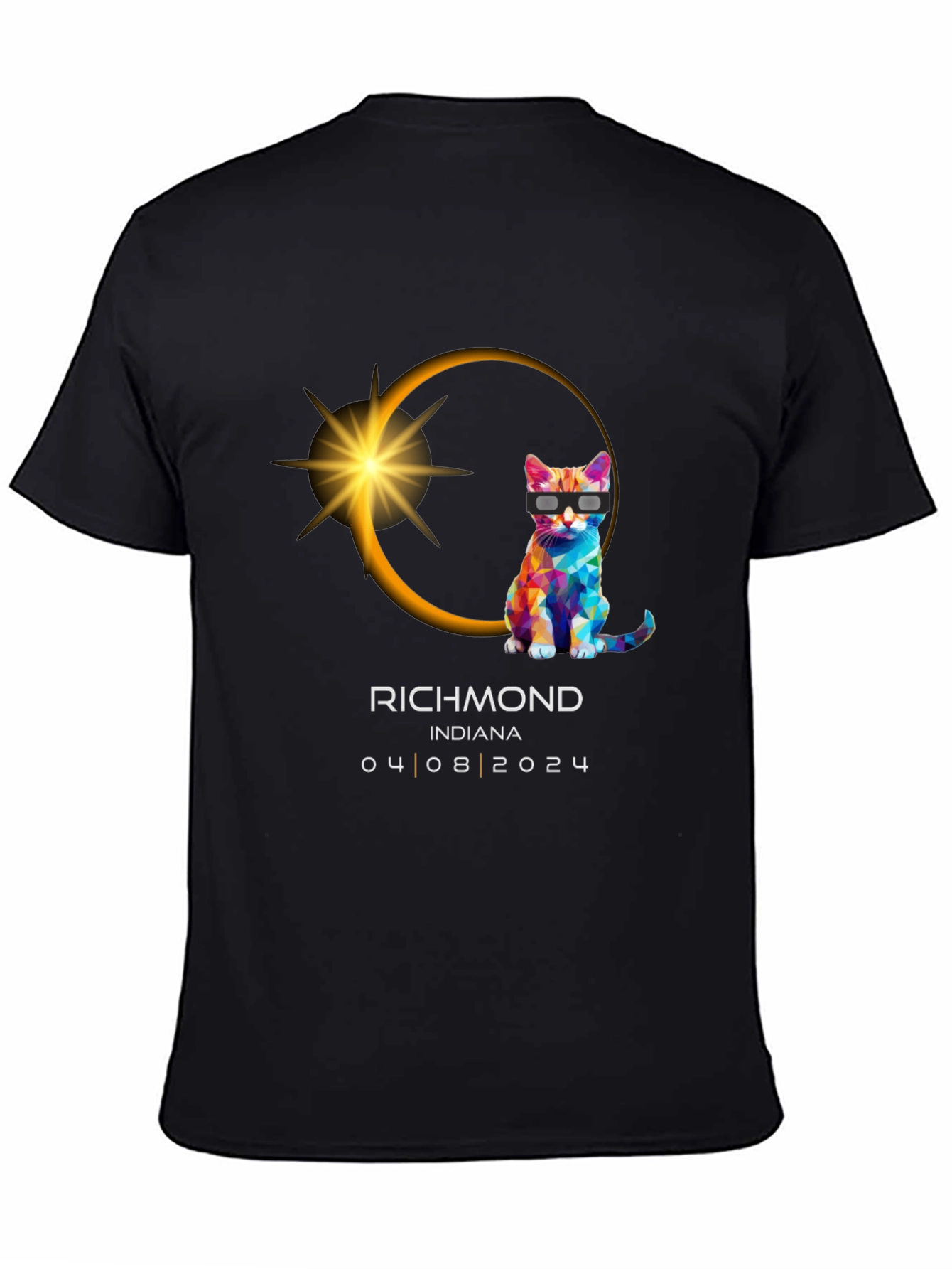 Richmond Indiana 2024 Total Solar Eclipse Cat T-Shirt