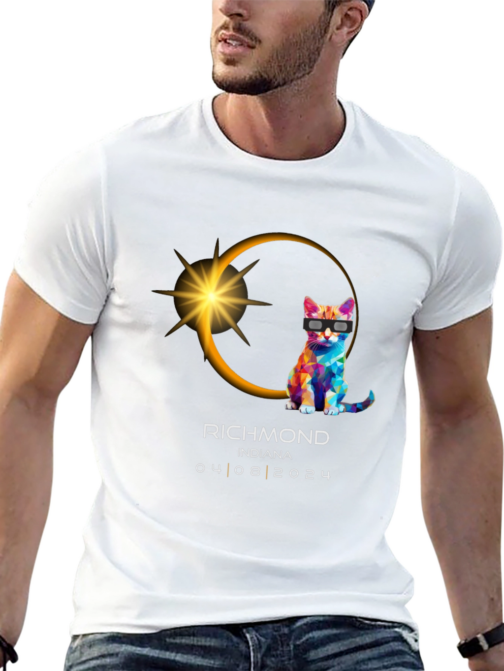 Richmond Indiana 2024 Total Solar Eclipse Cat T-Shirt