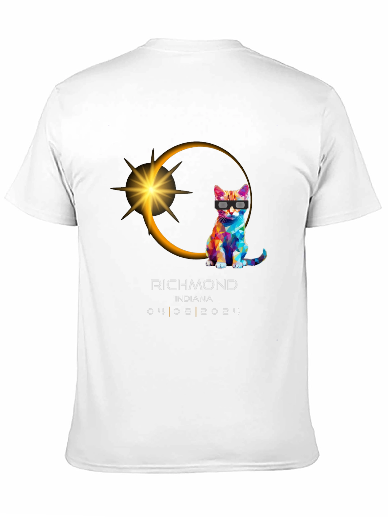 Richmond Indiana 2024 Total Solar Eclipse Cat T-Shirt