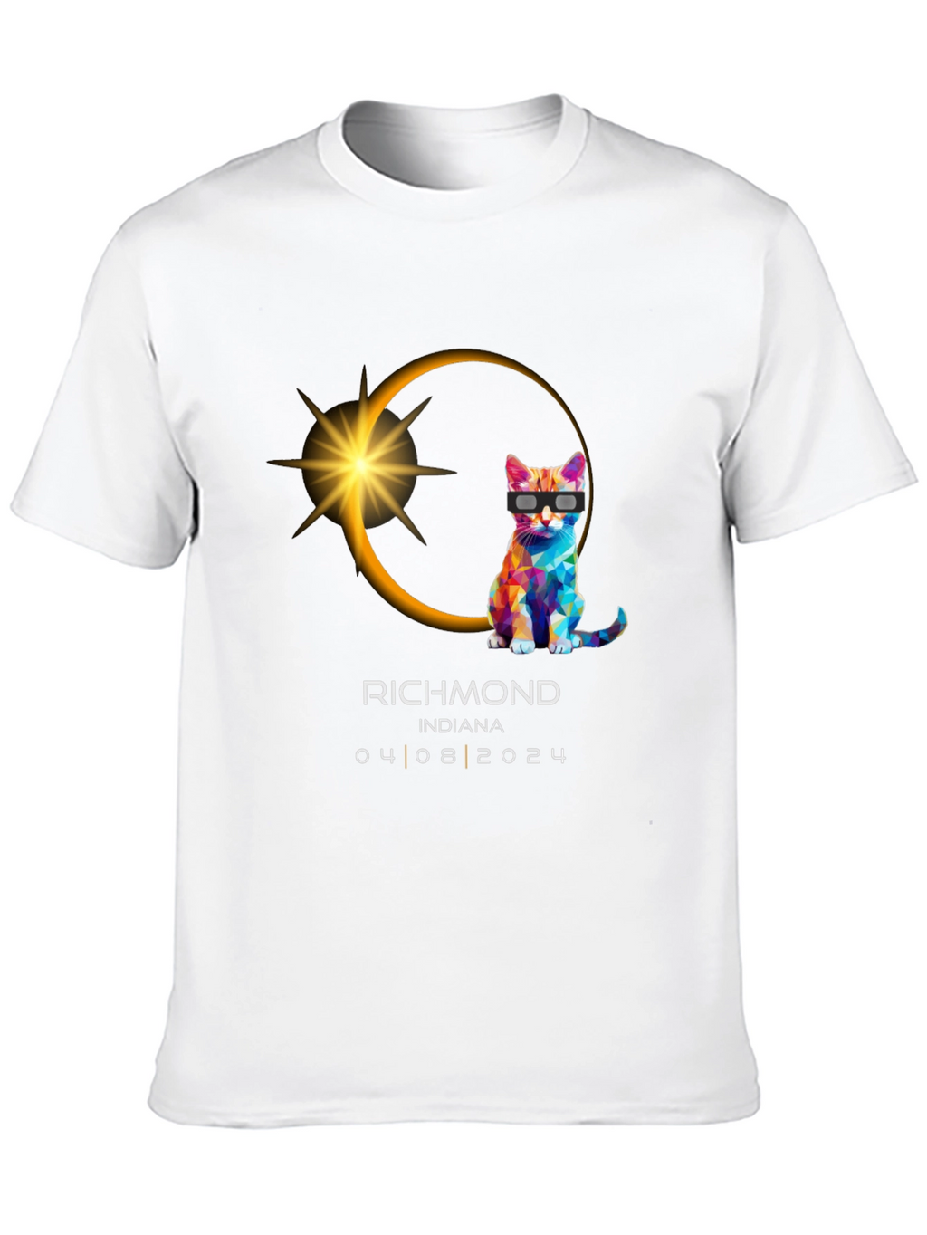 Richmond Indiana 2024 Total Solar Eclipse Cat T-Shirt