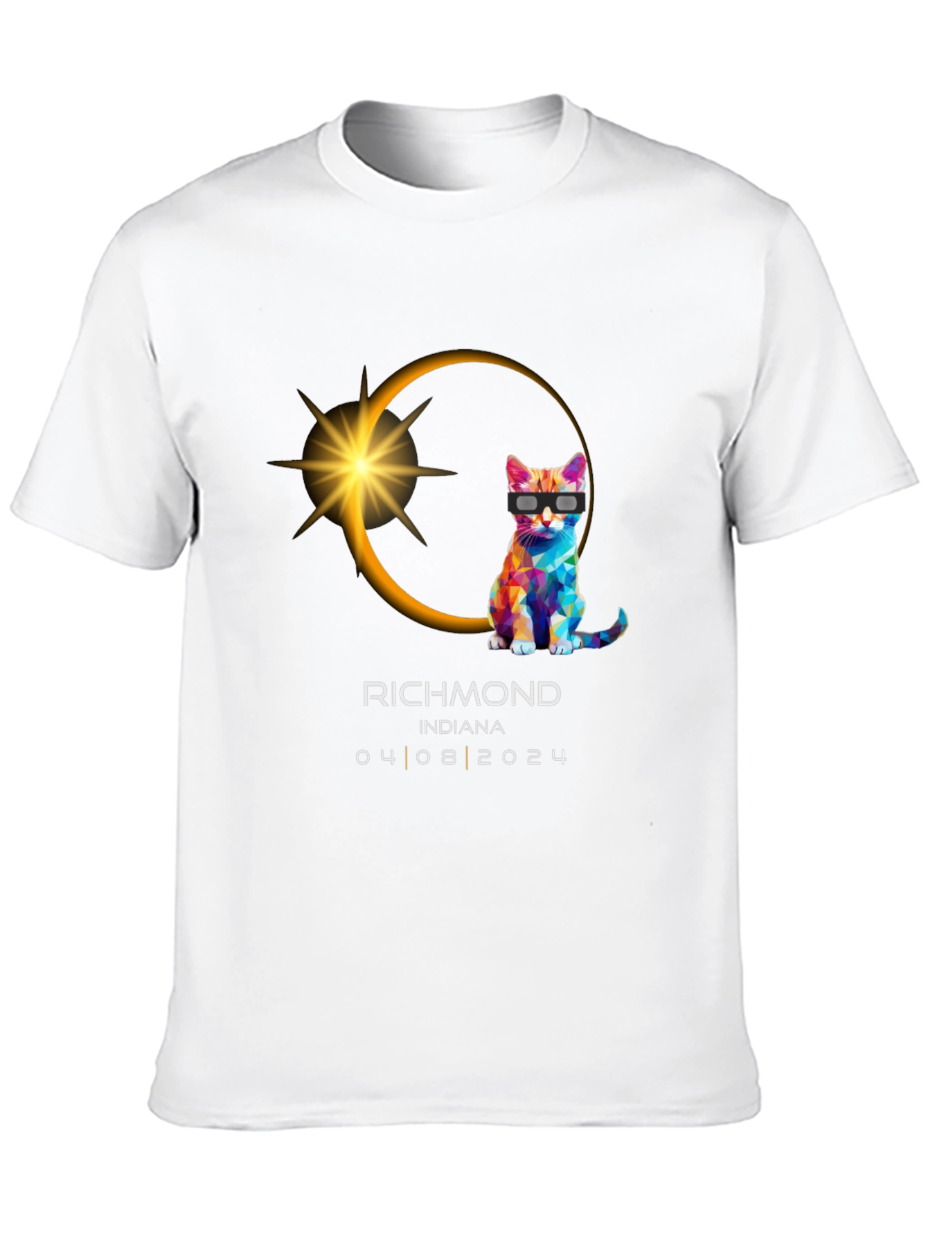 Richmond Indiana 2024 Total Solar Eclipse Cat T-Shirt