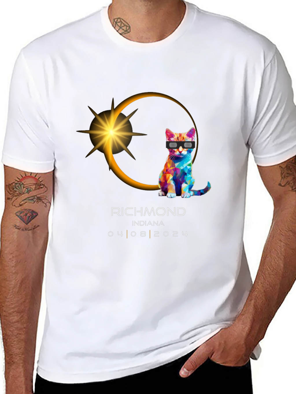 Richmond Indiana 2024 Total Solar Eclipse Cat T-Shirt
