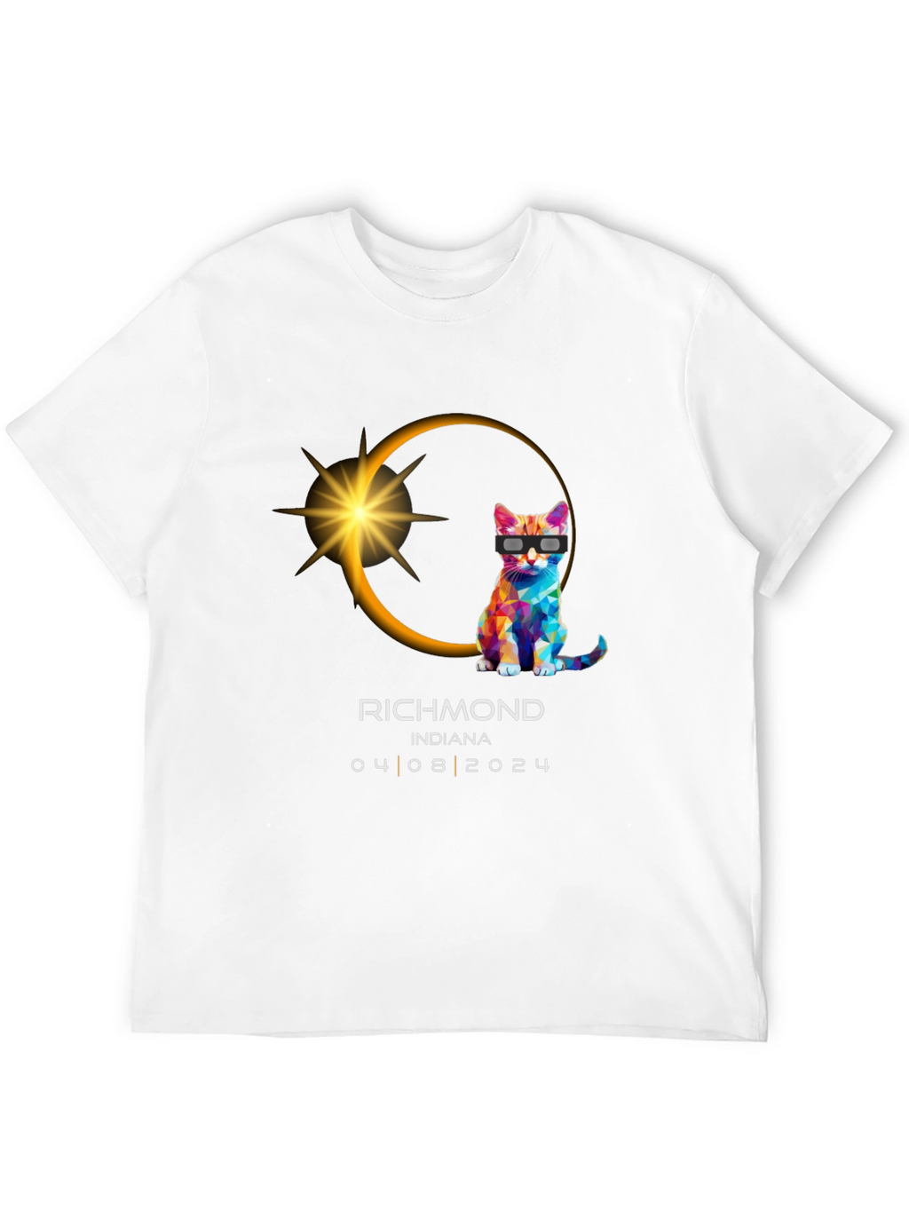 Richmond Indiana 2024 Total Solar Eclipse Cat T-Shirt