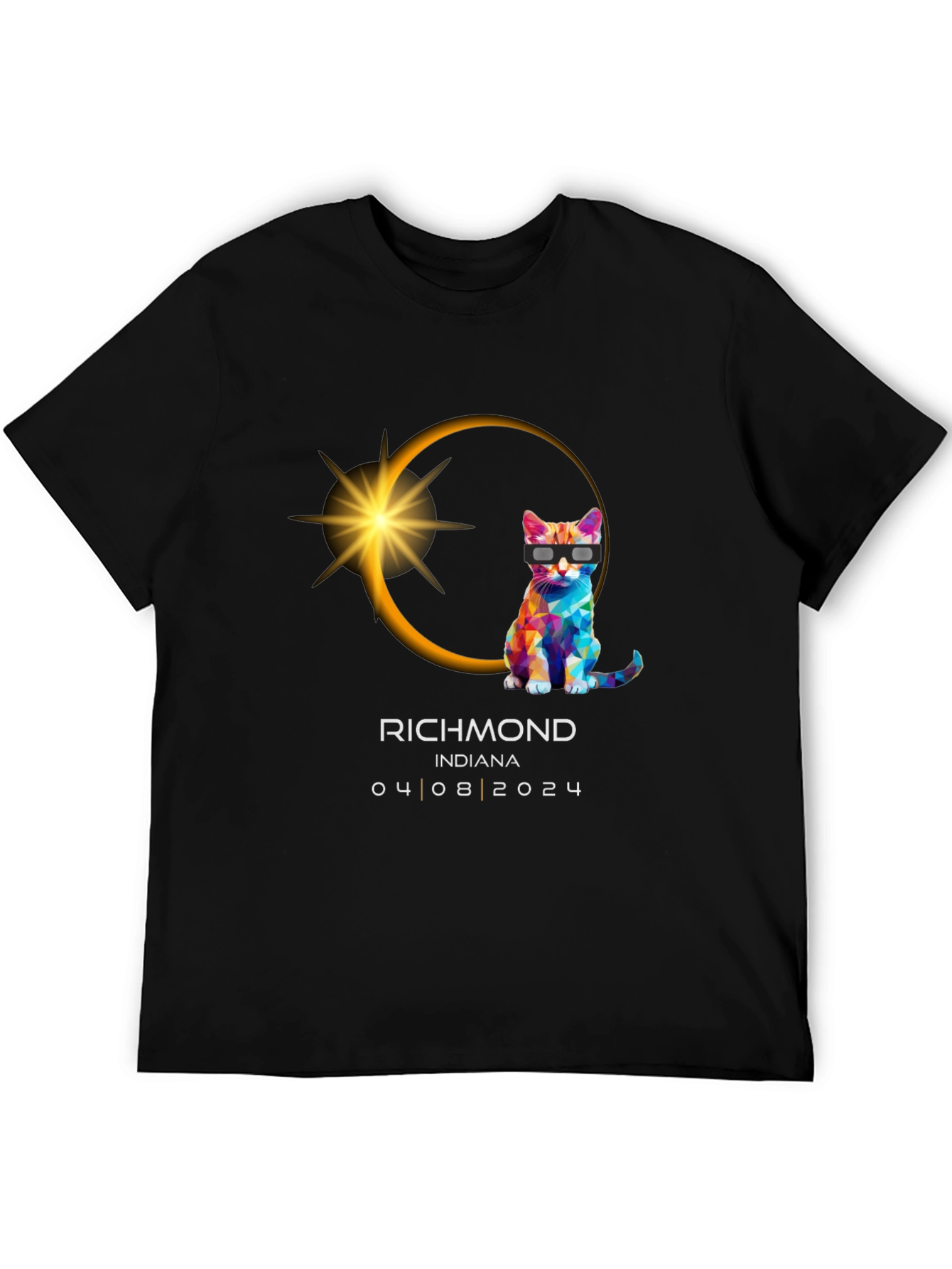 Richmond Indiana 2024 Total Solar Eclipse Cat T-Shirt