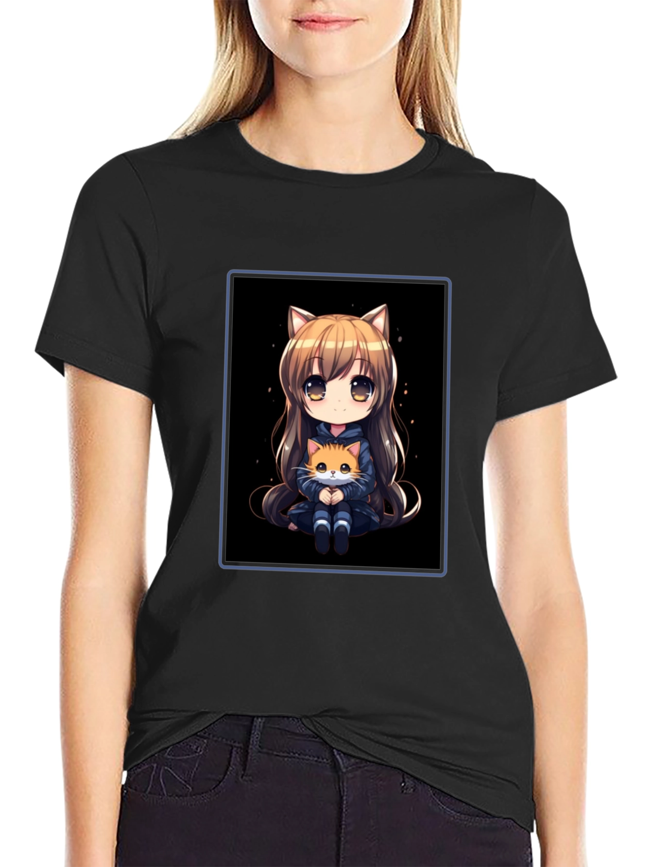 Anime Cat Girl T-Shirt - Soft Cotton Blend