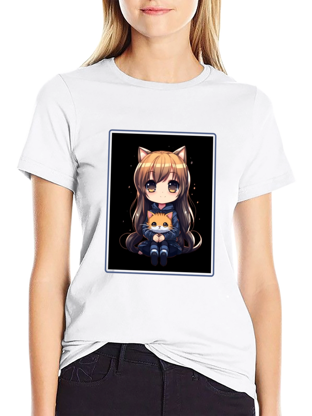 Anime Cat Girl T-Shirt - Soft Cotton Blend