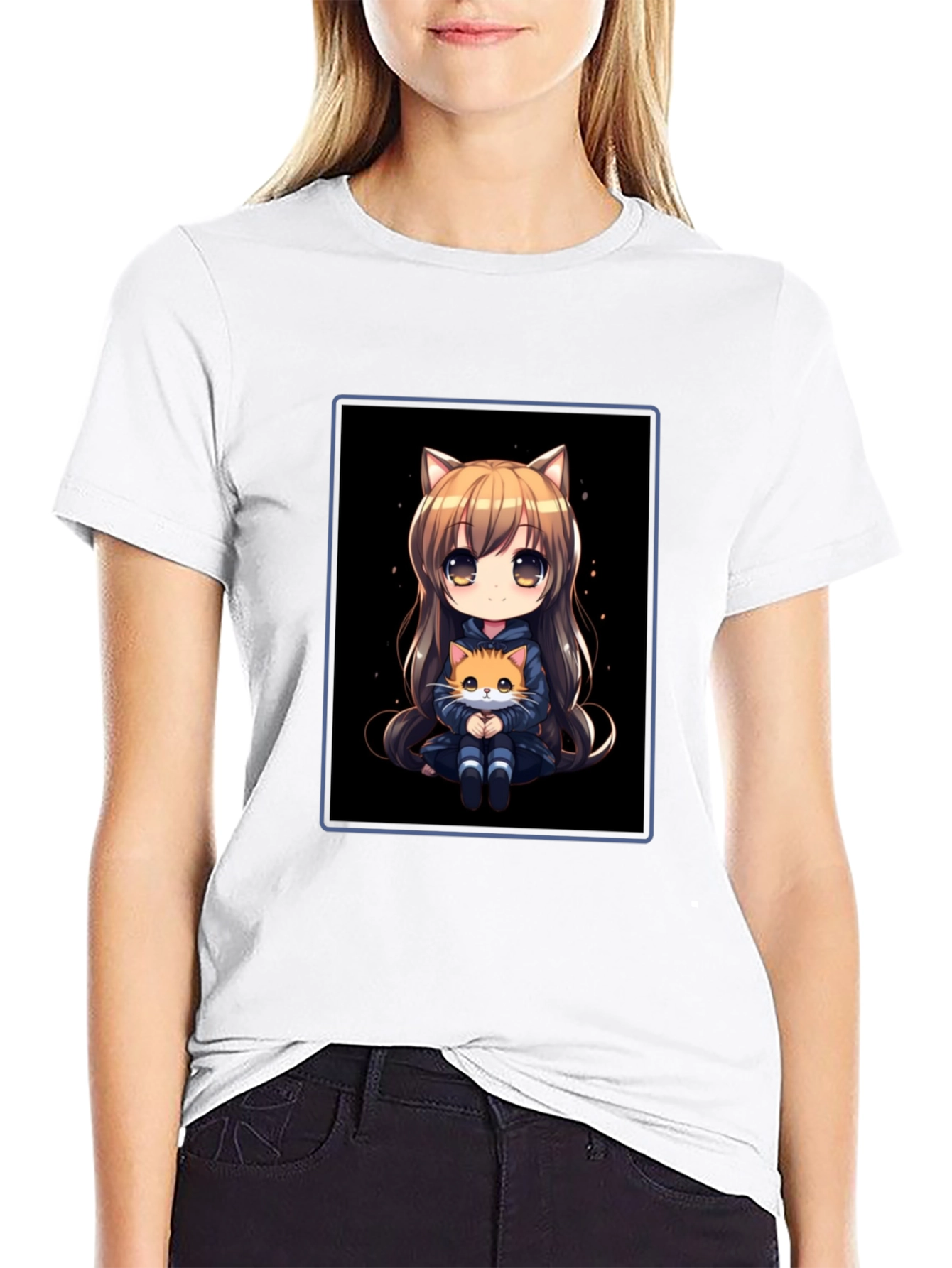 Anime Cat Girl T-Shirt - Soft Cotton Blend
