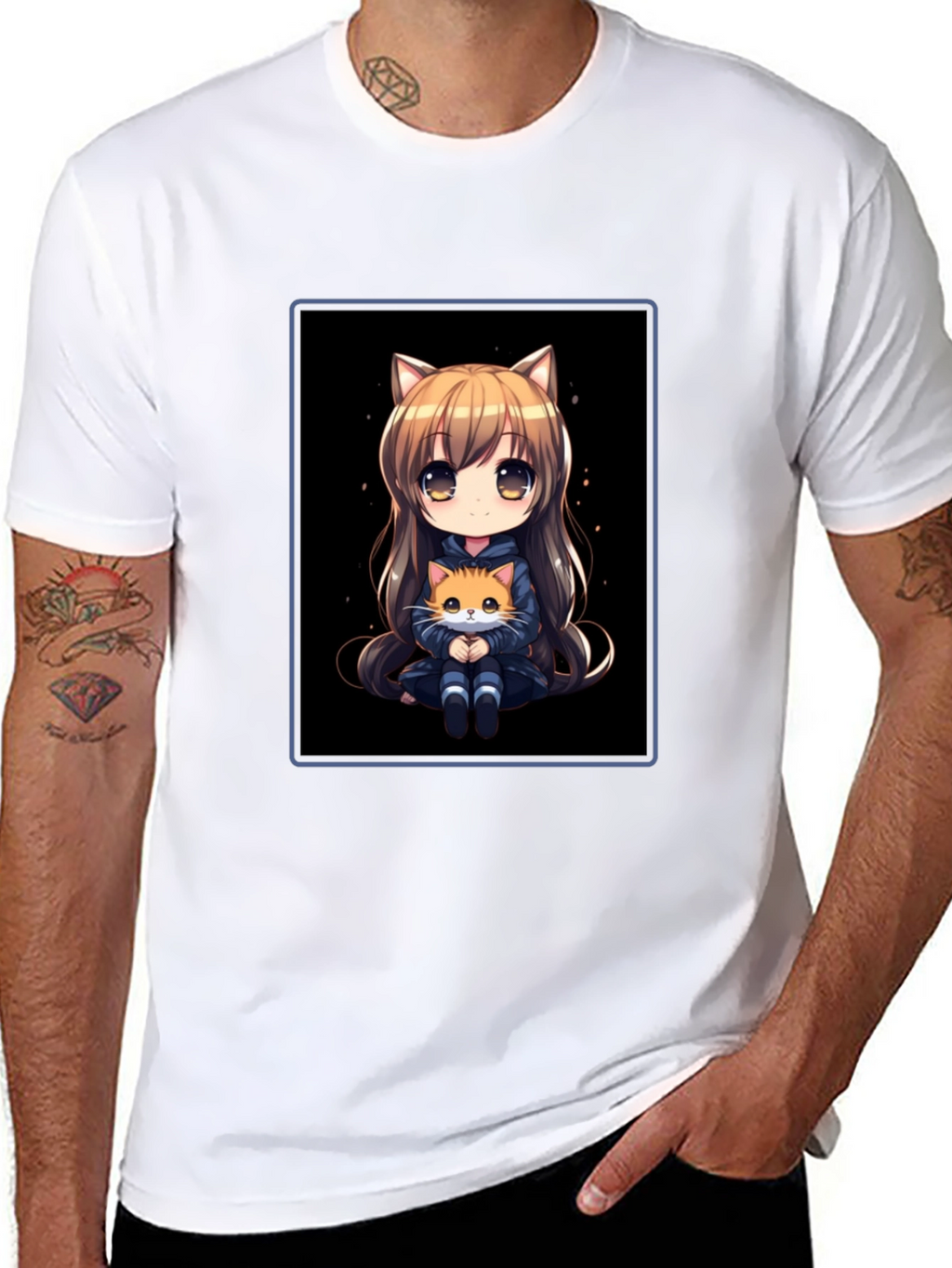 Anime Cat Girl T-Shirt - Soft Cotton Blend