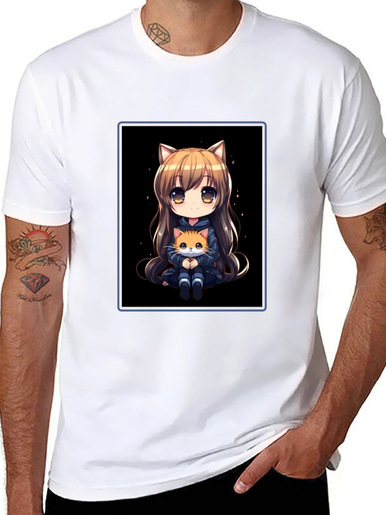 Anime Cat Girl T-Shirt - Soft Cotton Blend