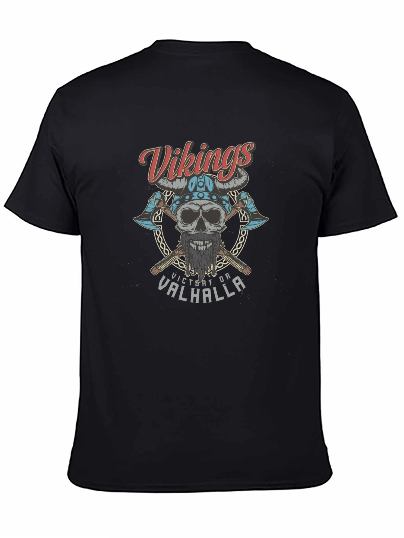 Vikings Skull Graphic T-Shirt - Victory or Valhalla