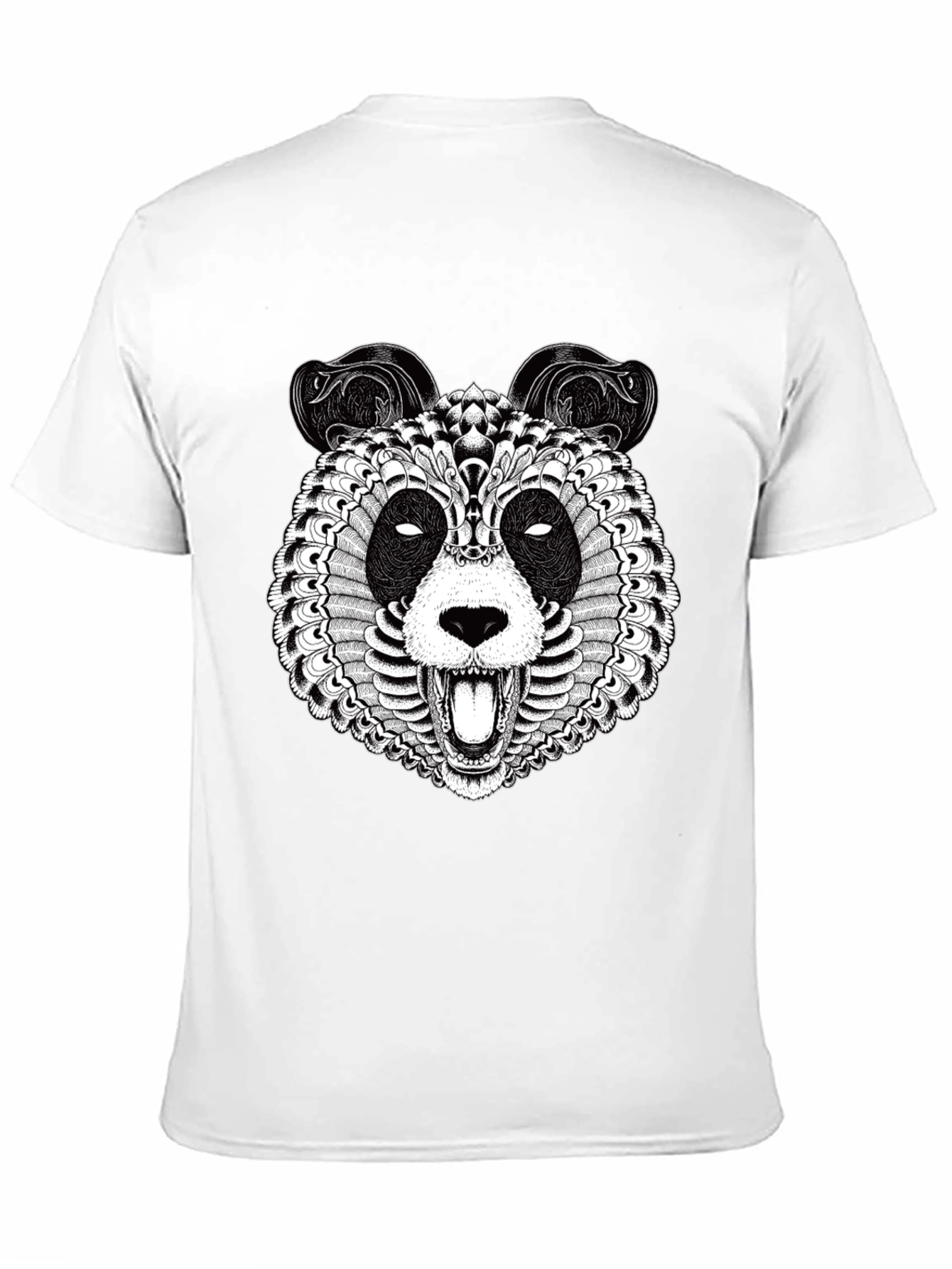 Intricate Panda Graphic T-Shirt - Black