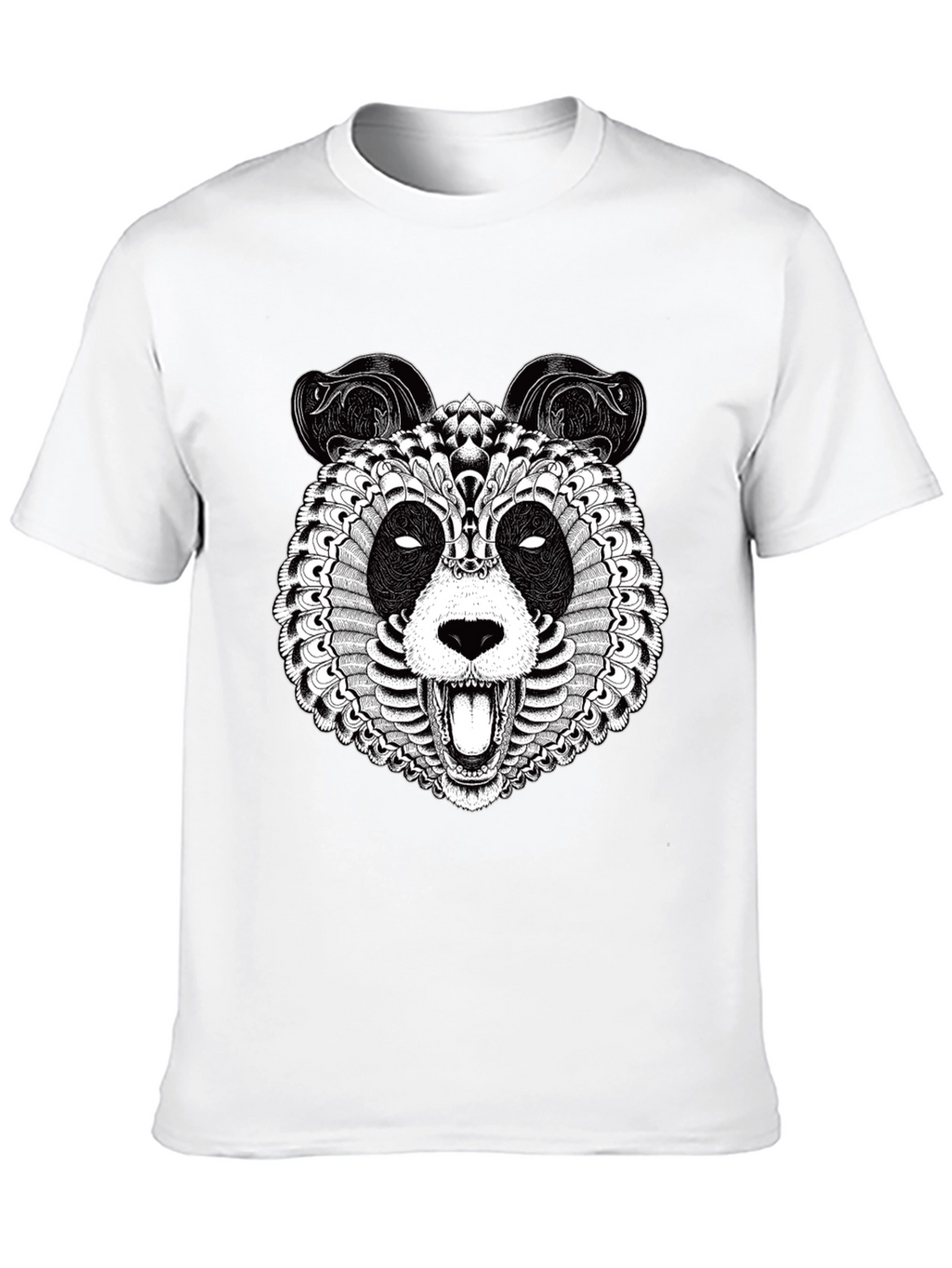 Intricate Panda Graphic T-Shirt - Black