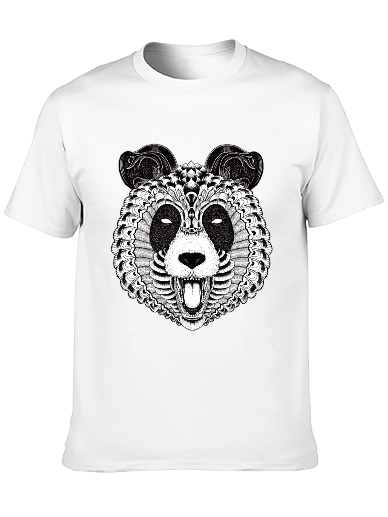 Intricate Panda Graphic T-Shirt - Black