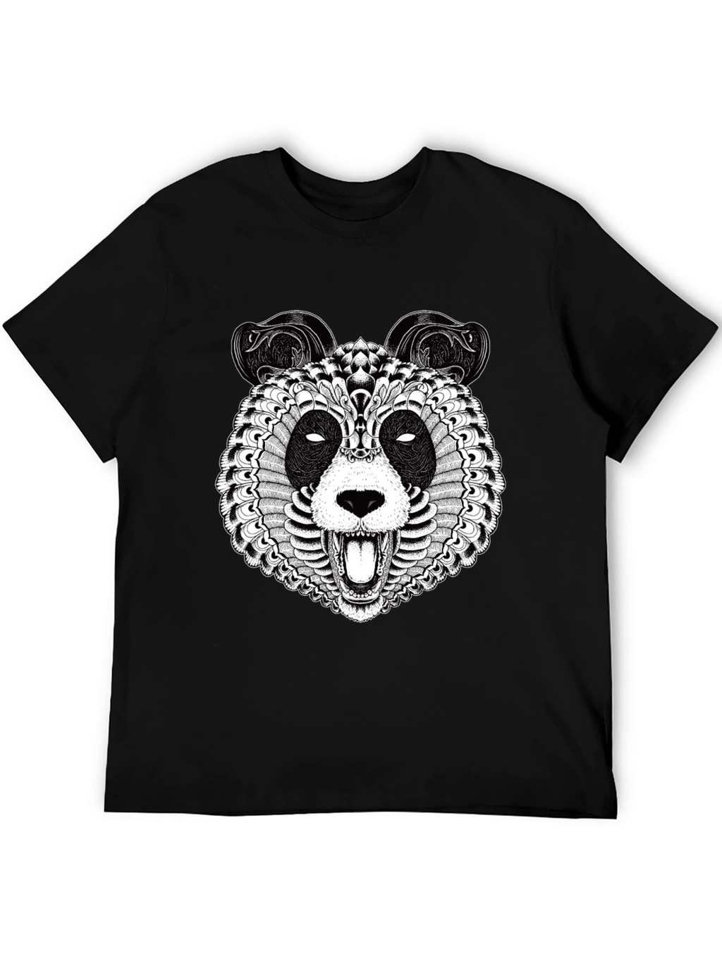 Intricate Panda Graphic T-Shirt - Black