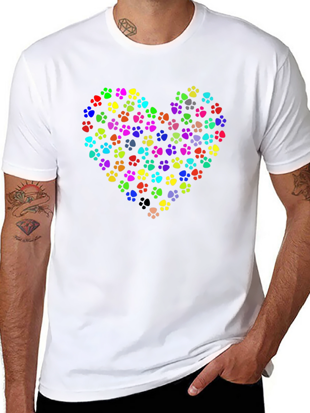 Paw Print Heart Graphic Tee - Black