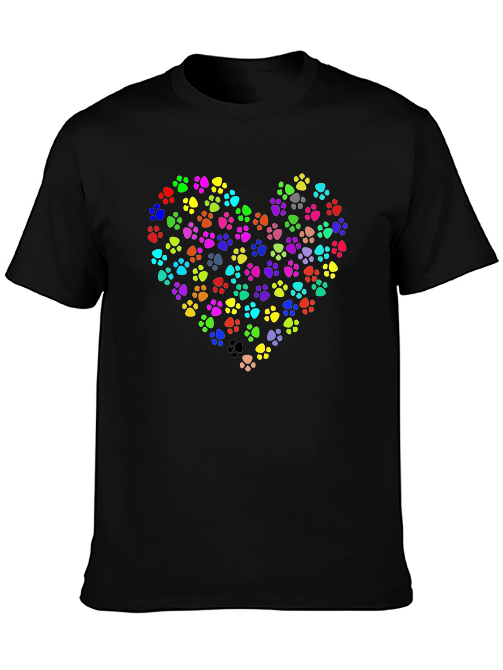 Paw Print Heart Graphic Tee - Black
