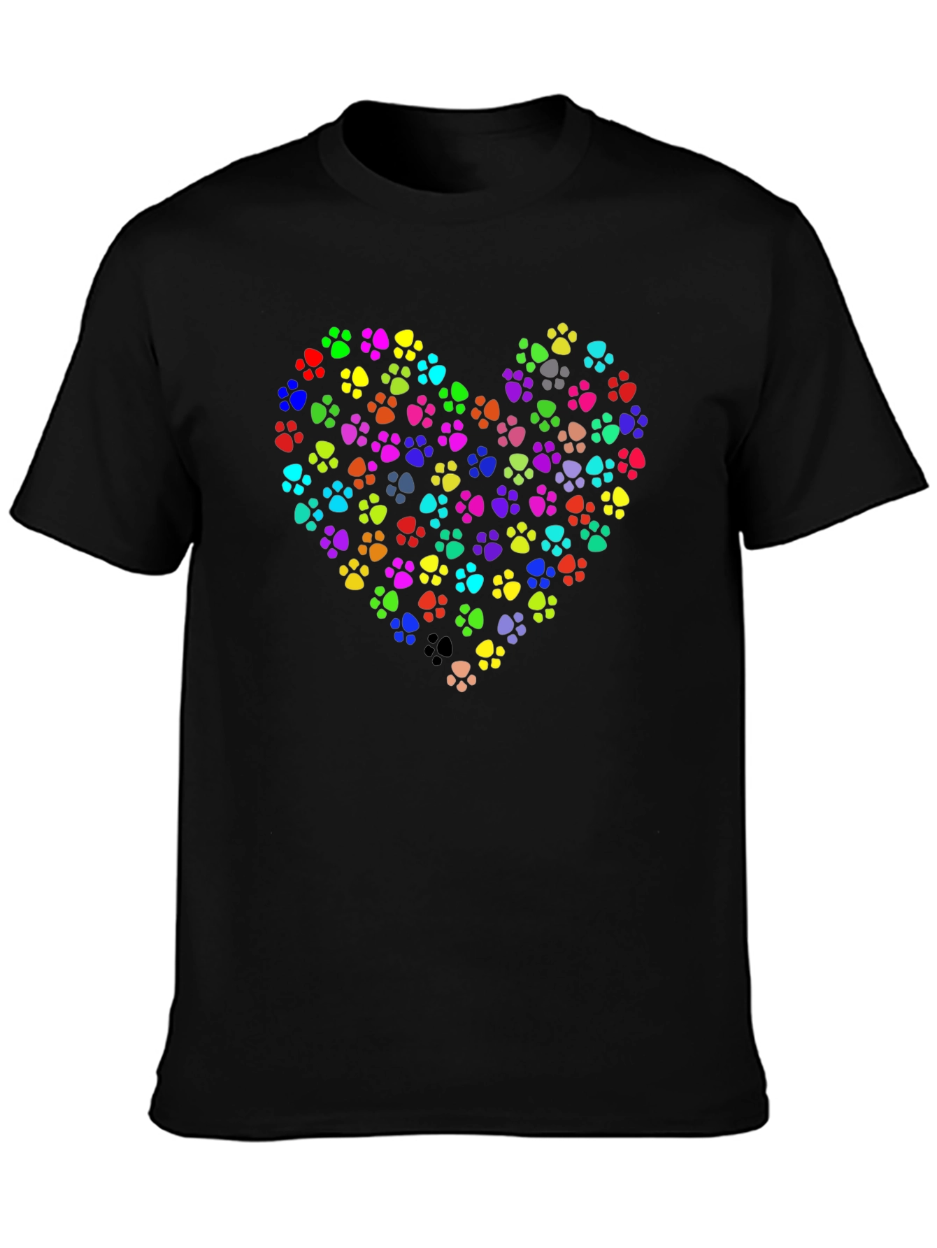 Paw Print Heart Graphic Tee - Black