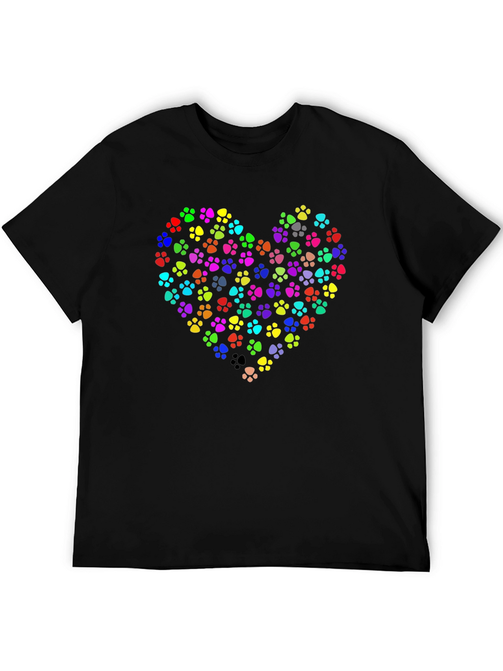 Paw Print Heart Graphic Tee - Black