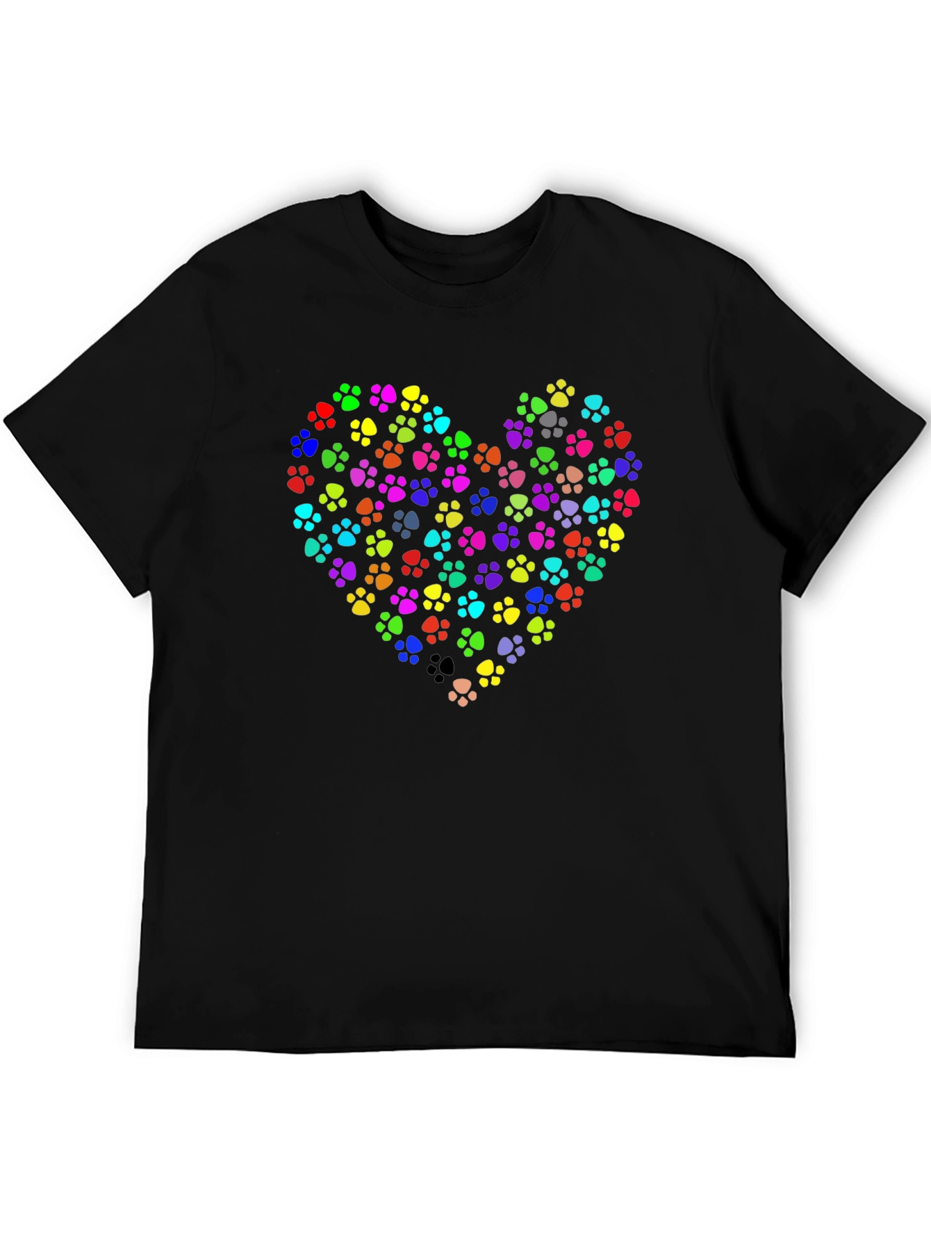 Paw Print Heart Graphic Tee - Black
