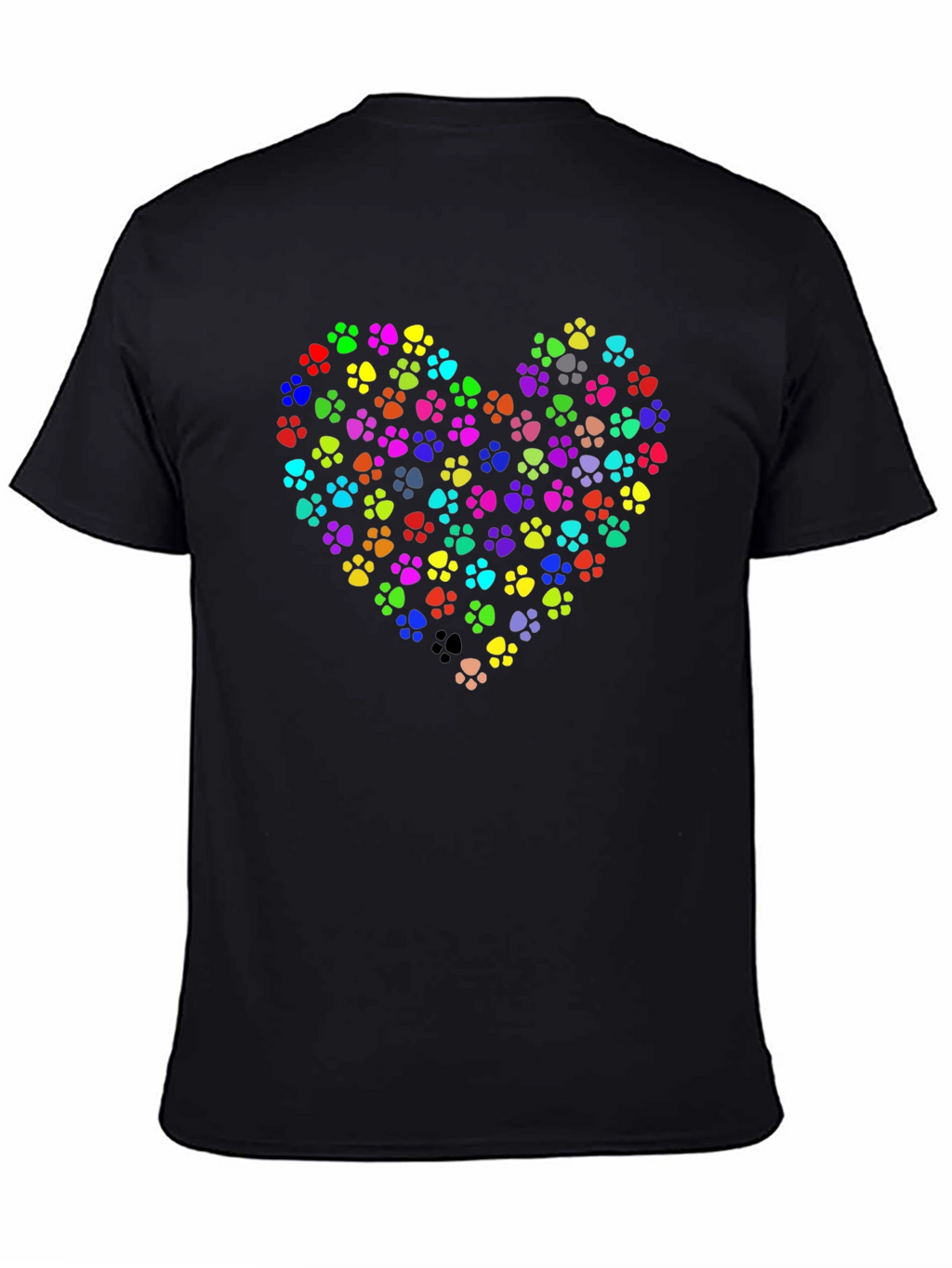 Paw Print Heart Graphic Tee - Black
