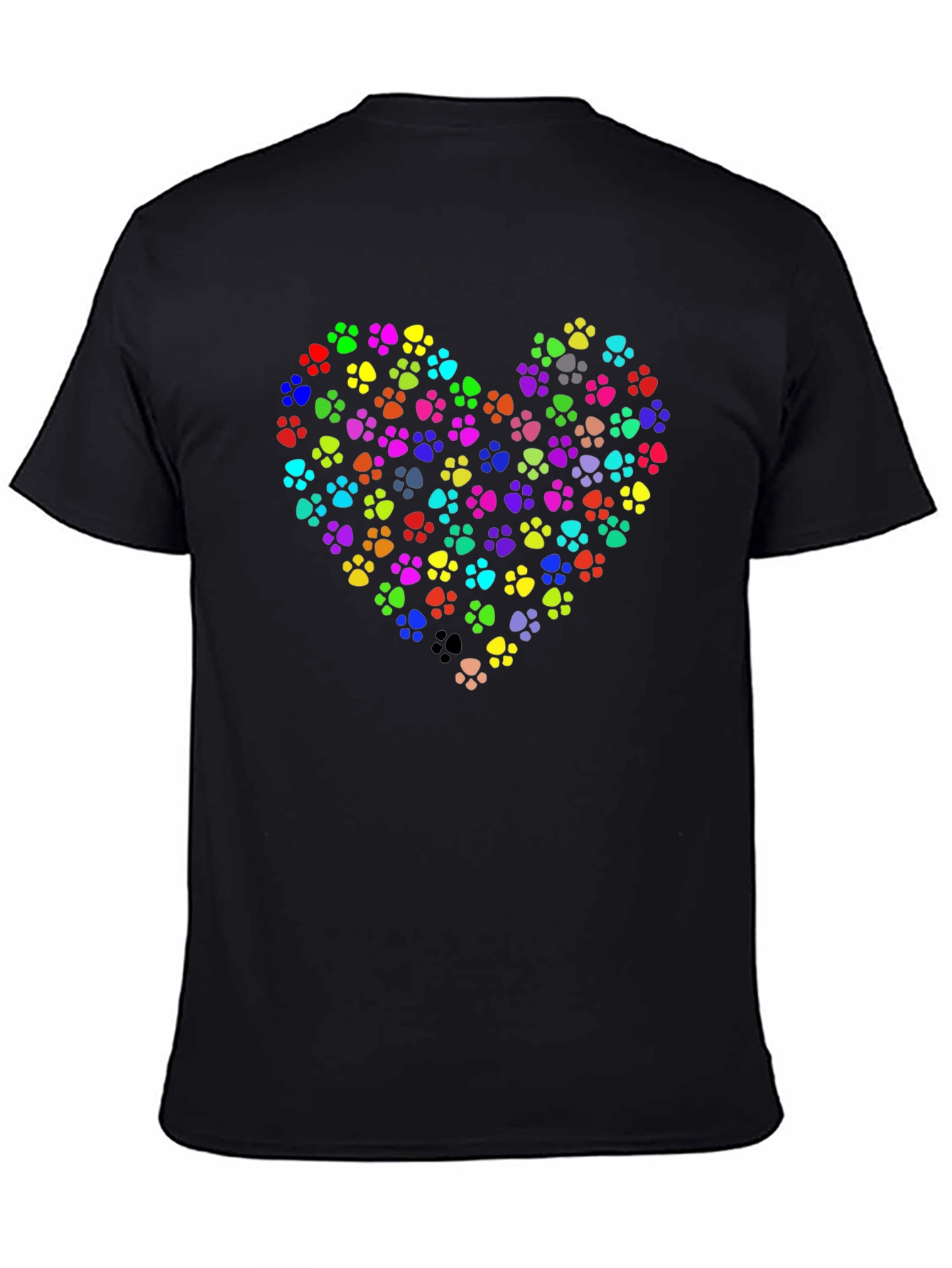 Paw Print Heart Graphic Tee - Black