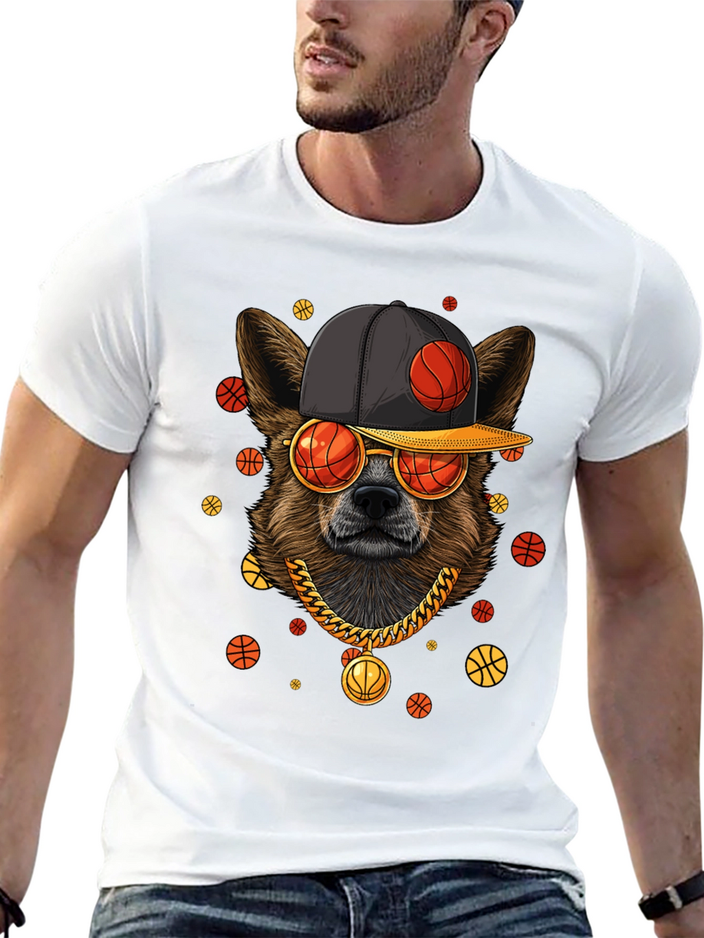 Cool Dog Basketball Graphic T-Shirt