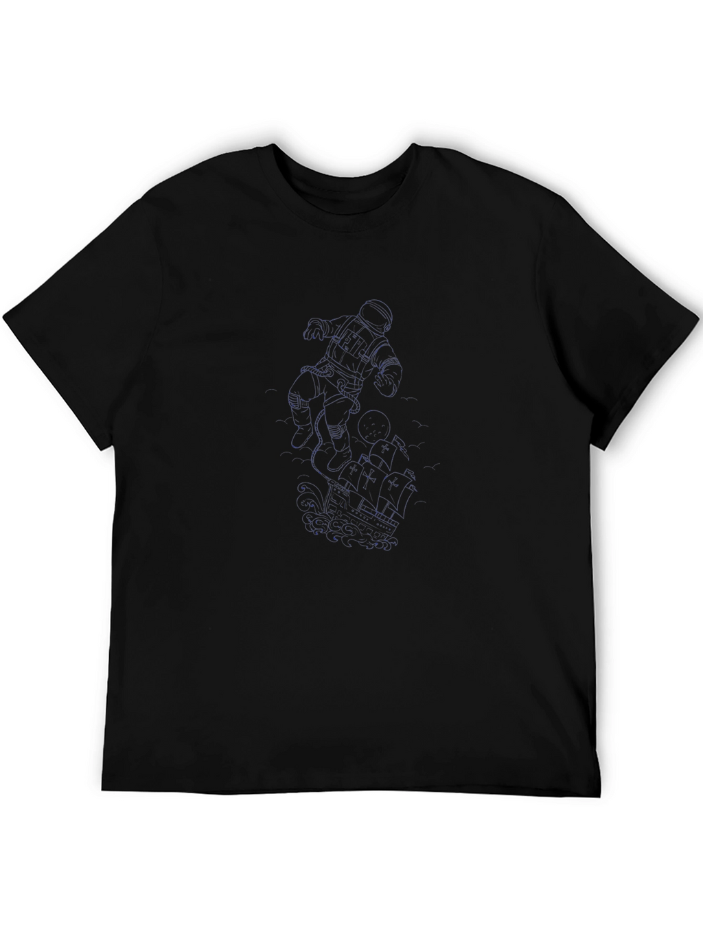 Mens Black Crew Neck Graphic T-Shirt